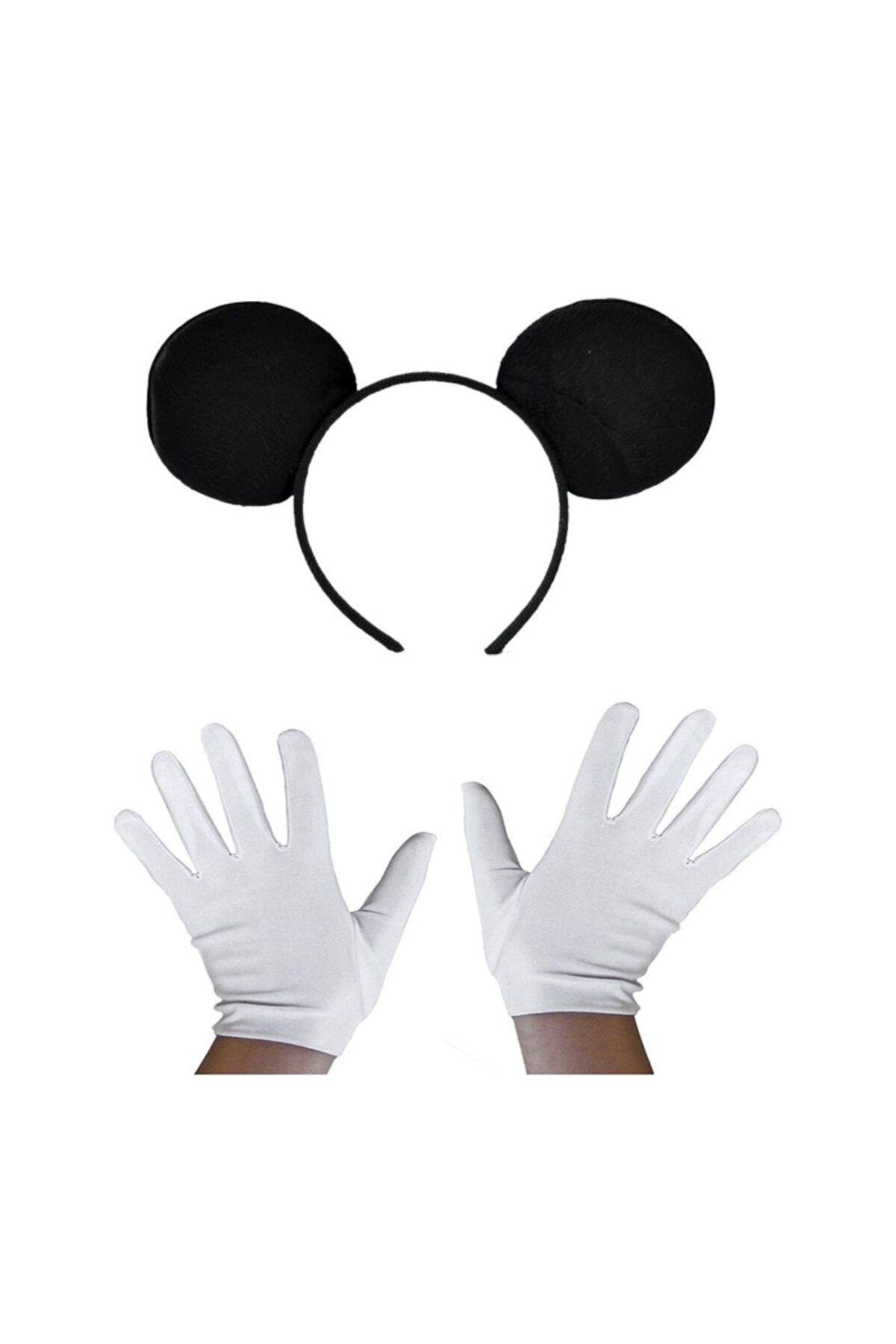 Skygo Siyah Mickey Mouse Tacı ve Beyaz Eldiven Seti