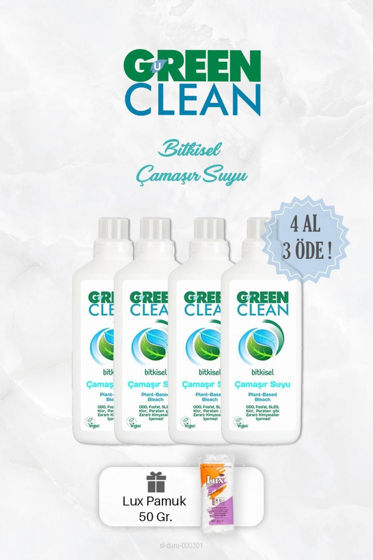 Green Clean 4 Al 3 Öde Bitkisel Çamaşır Suyu 1000 ml