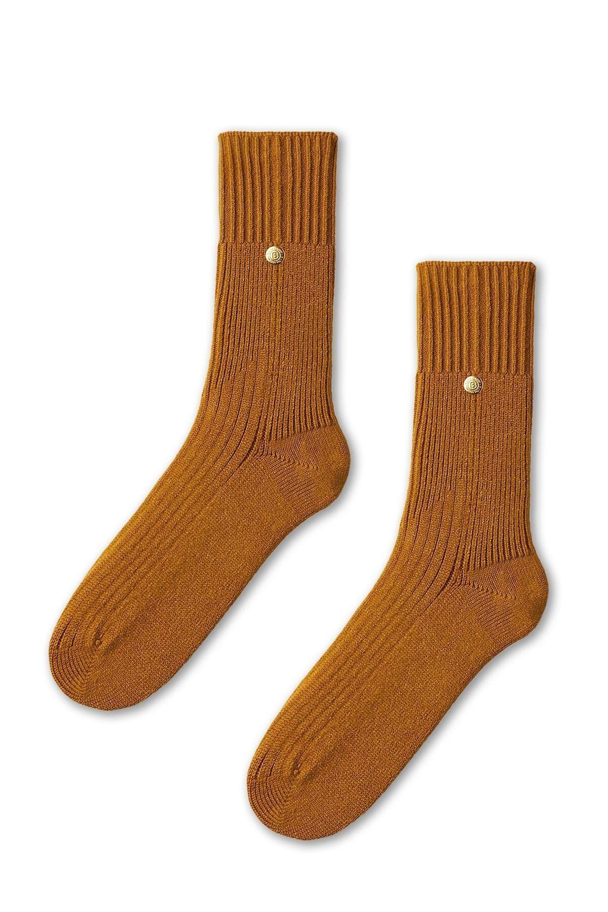 Katia & Bony Zımba Detaylı Viskon Triko Soket Çorap Hardal