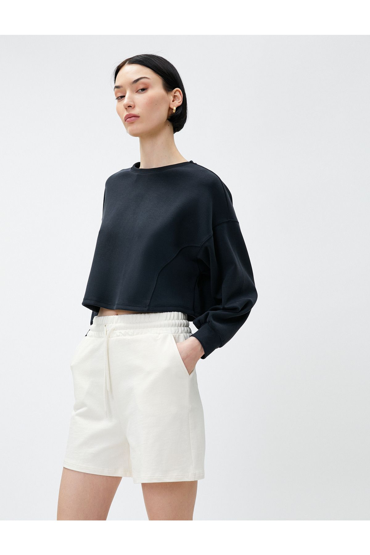Koton Crop Sweatshirt Modal Karışımlı