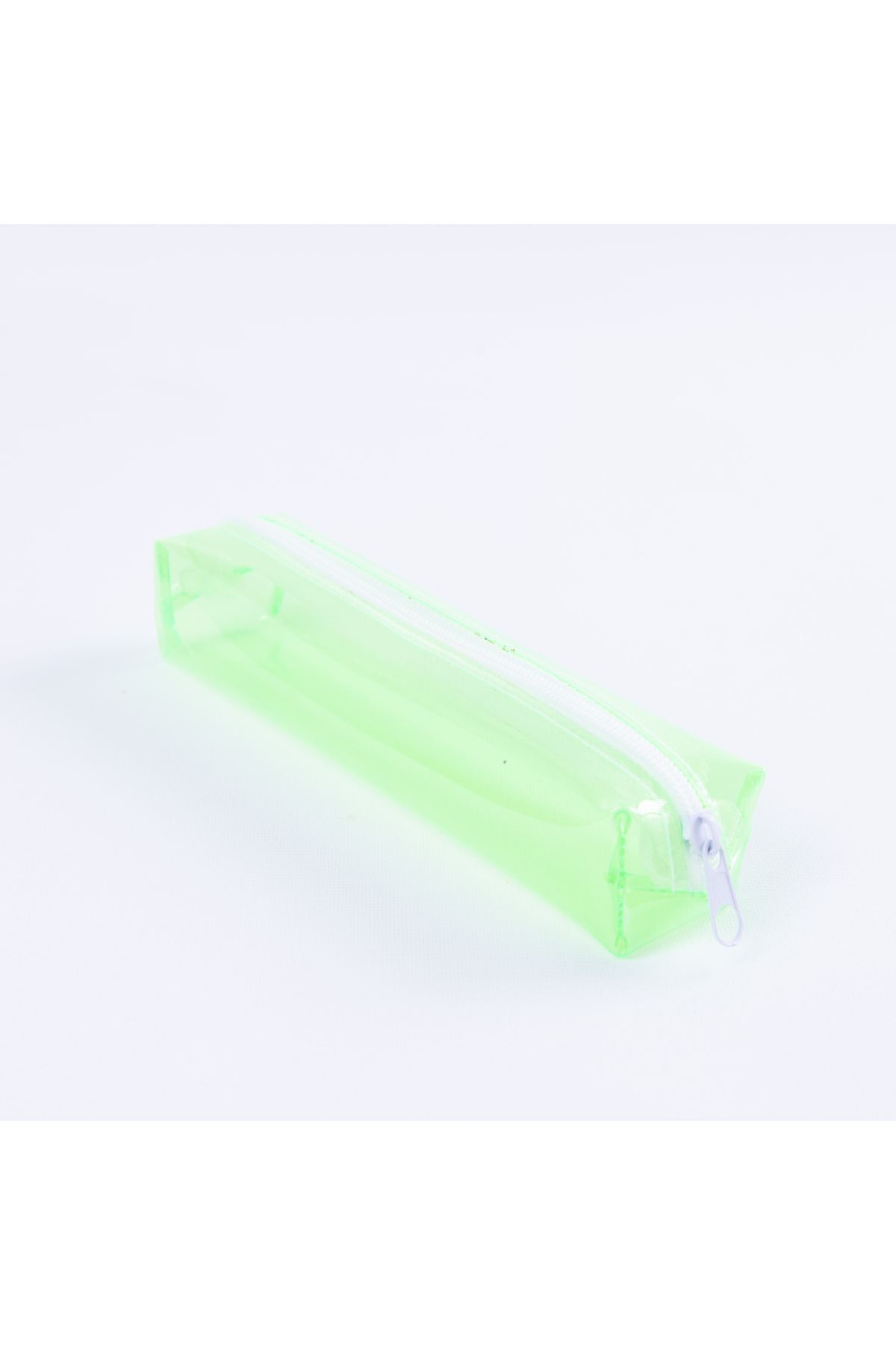 Bimotif Neon yeşil renkli fermuarlı şeffaf kalem kutusu
