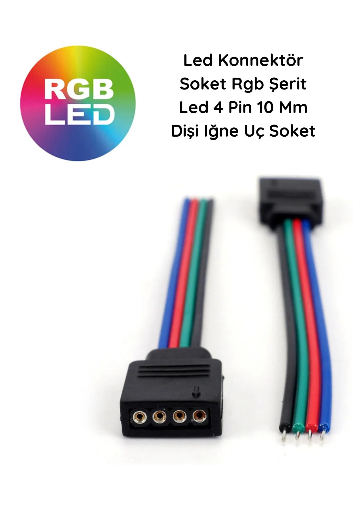 luciole 20 Adet Led Bağlantı  Konnektör Soket Rgb Şerit Led 4 Pin 10 Mm Dişi Jumperlı  İğne Uç