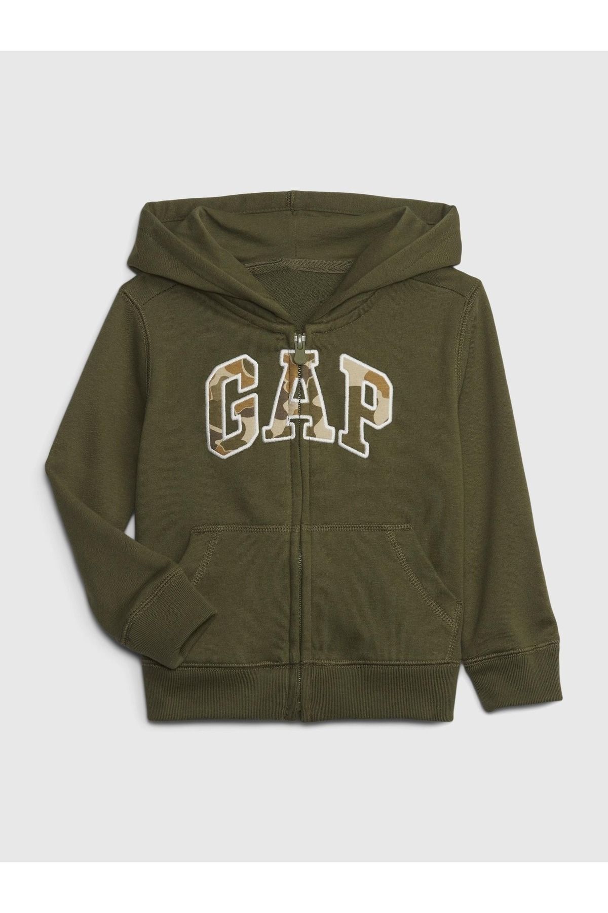 GAP Erkek Bebek Haki Gap Logo Fermuarlı Sweatshirt