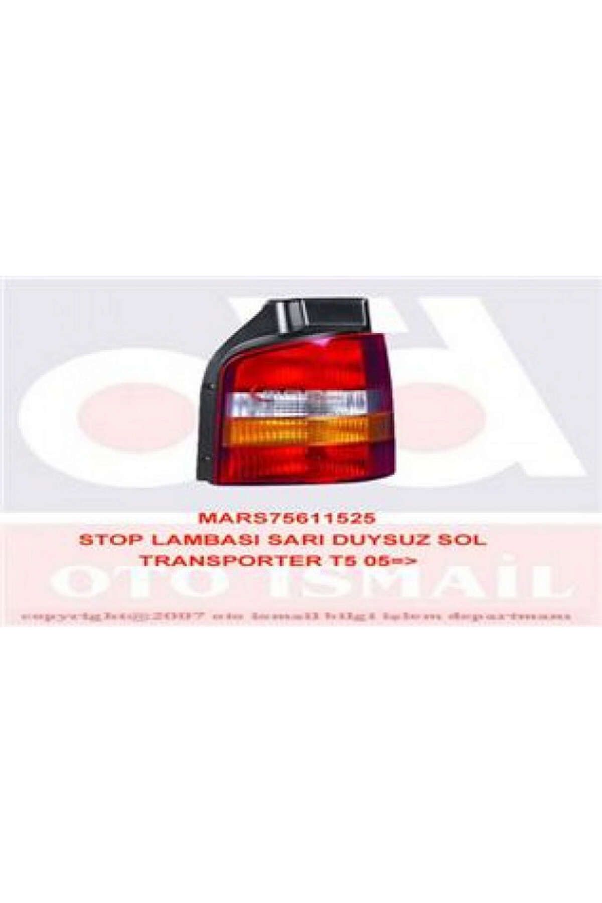 Mars Stop Lambası Sol Duysuz Volkswagen Transporter T5 03-09 Sarı 313105