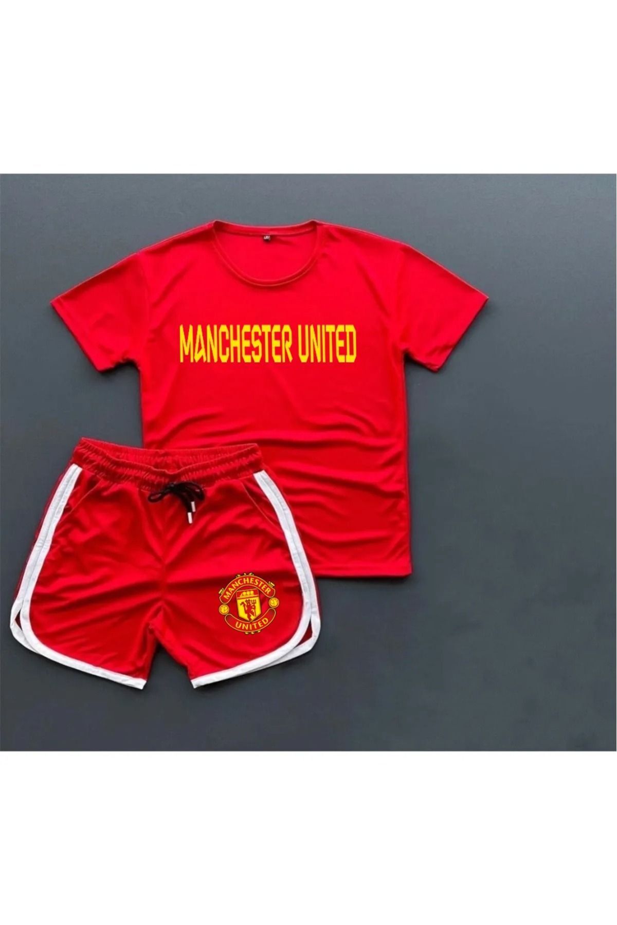 Pisa Art Futbol Manchester T-shirt + Şort Takım Yüksek Kalite Penye Kumaş
