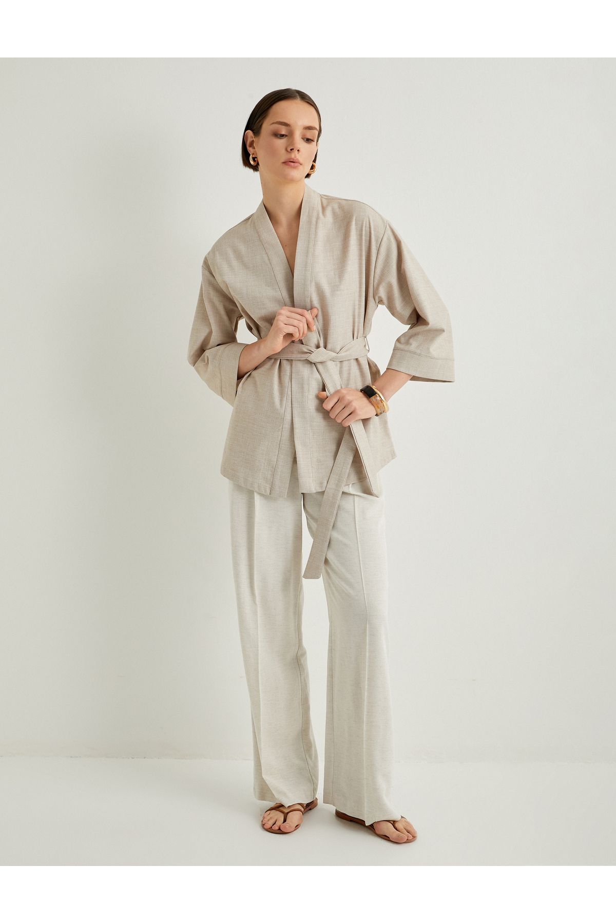 Koton Oversize Kimono Beli Kuşaklı Geniş Kollu