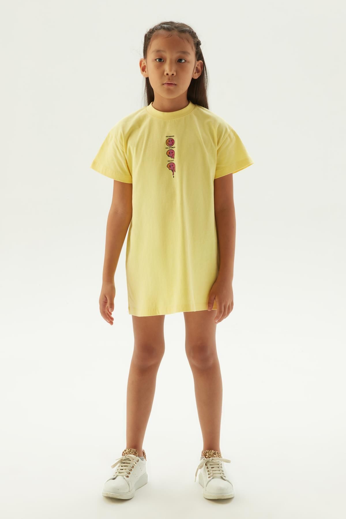 Tyess Bg Store Kız Çocuk Sarı Pijama Elbise