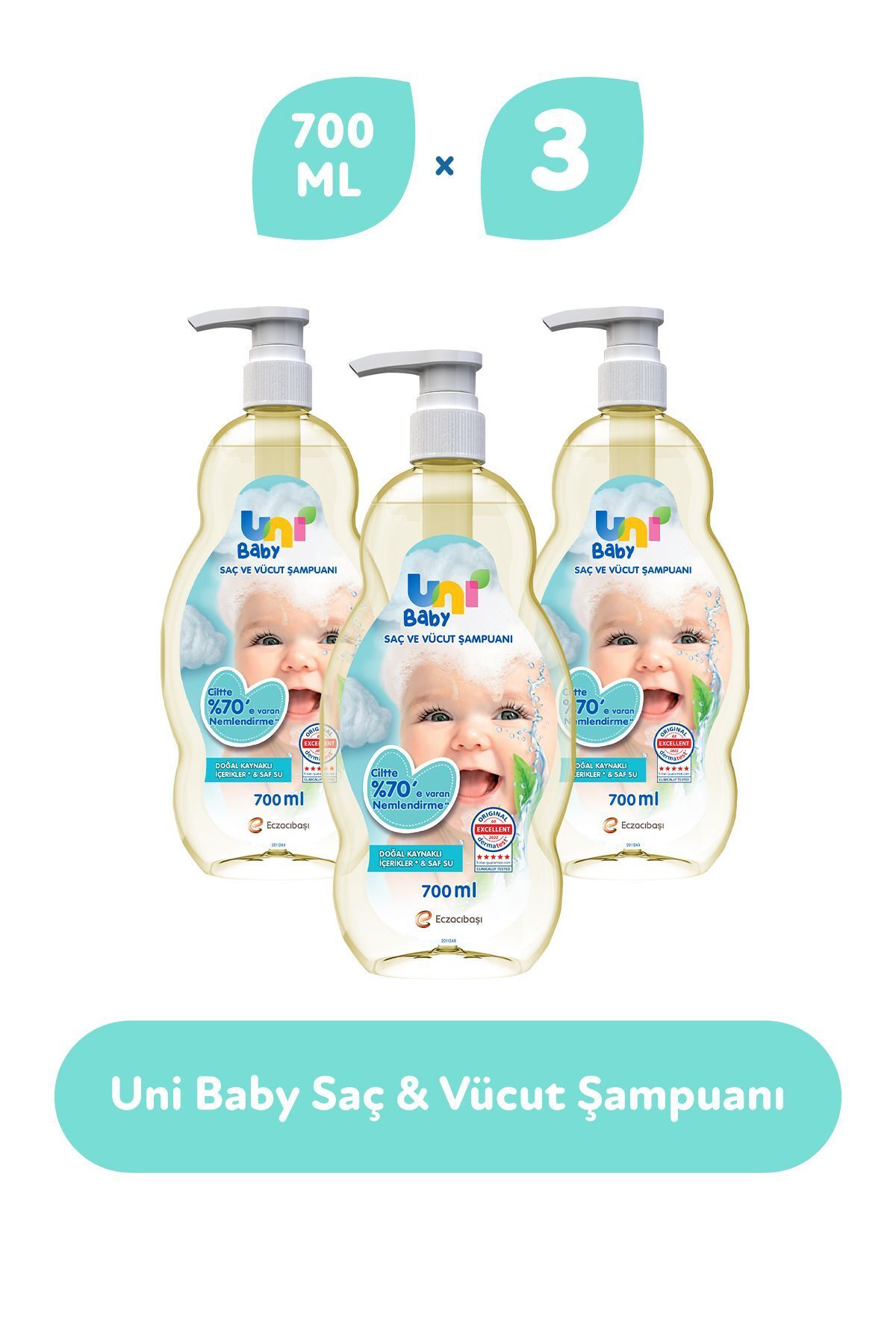 Uni Baby Saç Ve Vücut Şampuanı 700 ml X 3 Adet