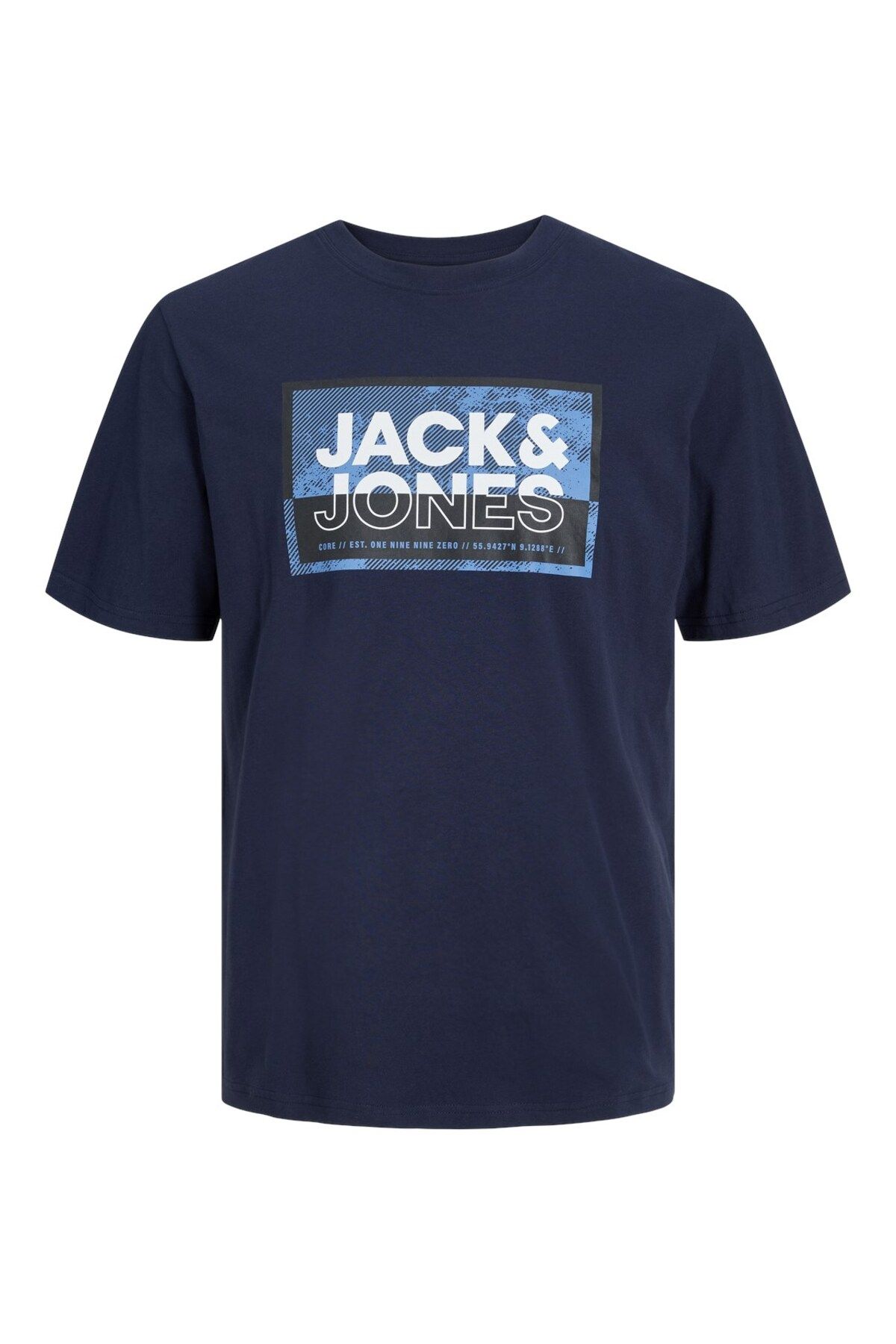 Jack & Jones Jcologan Tee Ss Crew Neck Ss24 Ln Erkek T-shirt 12253442 Navy Blazer