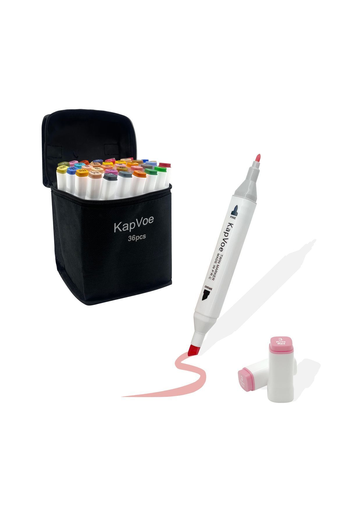 KAPVOE 36’lı Çift Uçlu Touch Marker Art Tasarım Kurecolor Twin Marker Kalem Seti Taşınabilir Çanta