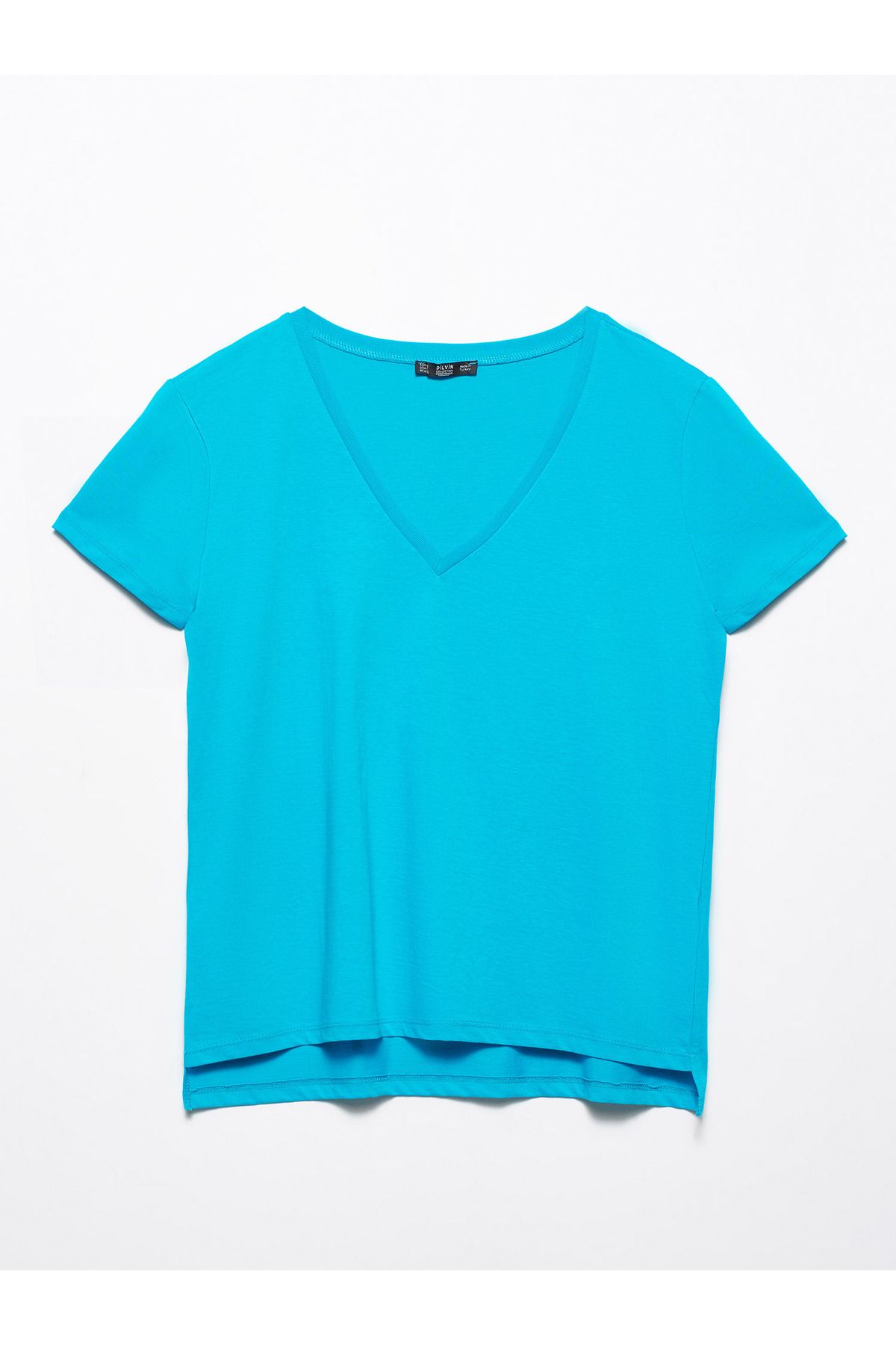 Dilvin 3470 V Yaka Basic T-shirt-mavi