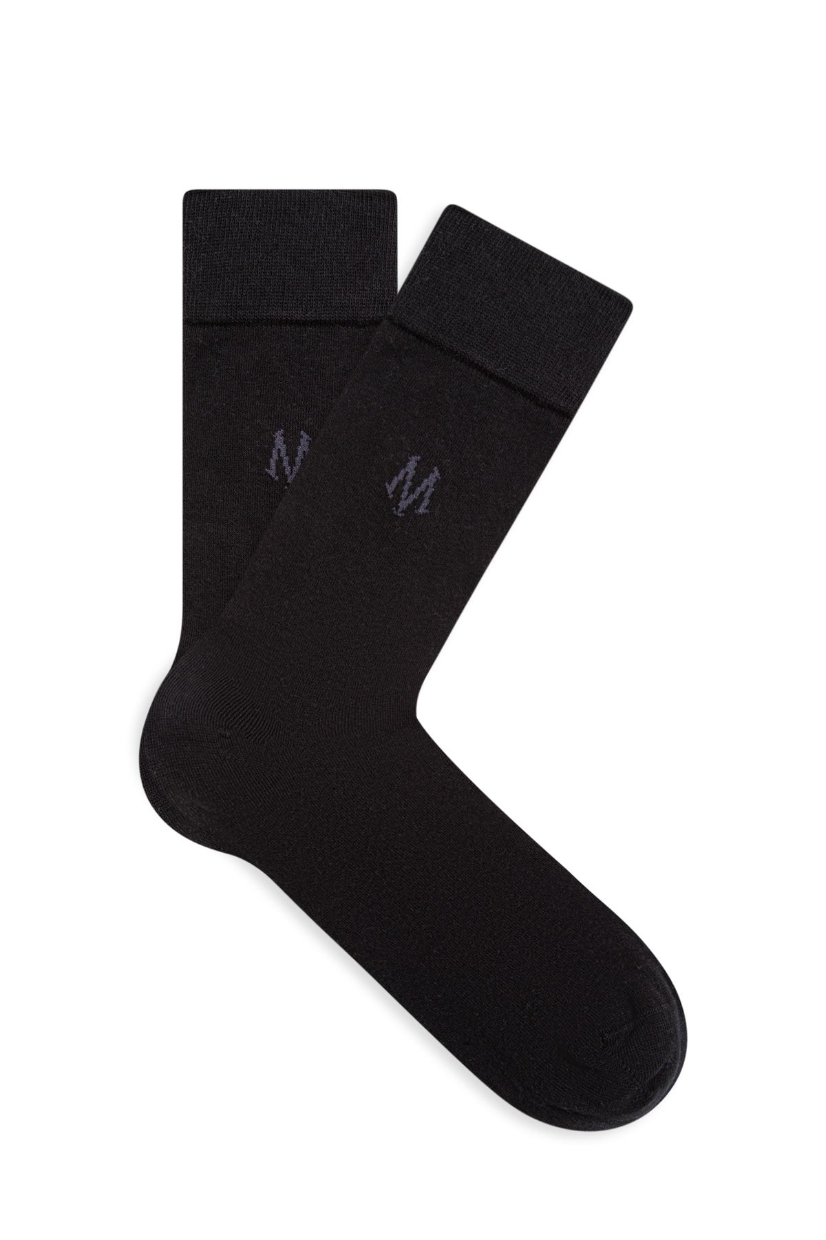 Mavi Logo Baskılı Siyah Soket Çorap 090250-26341