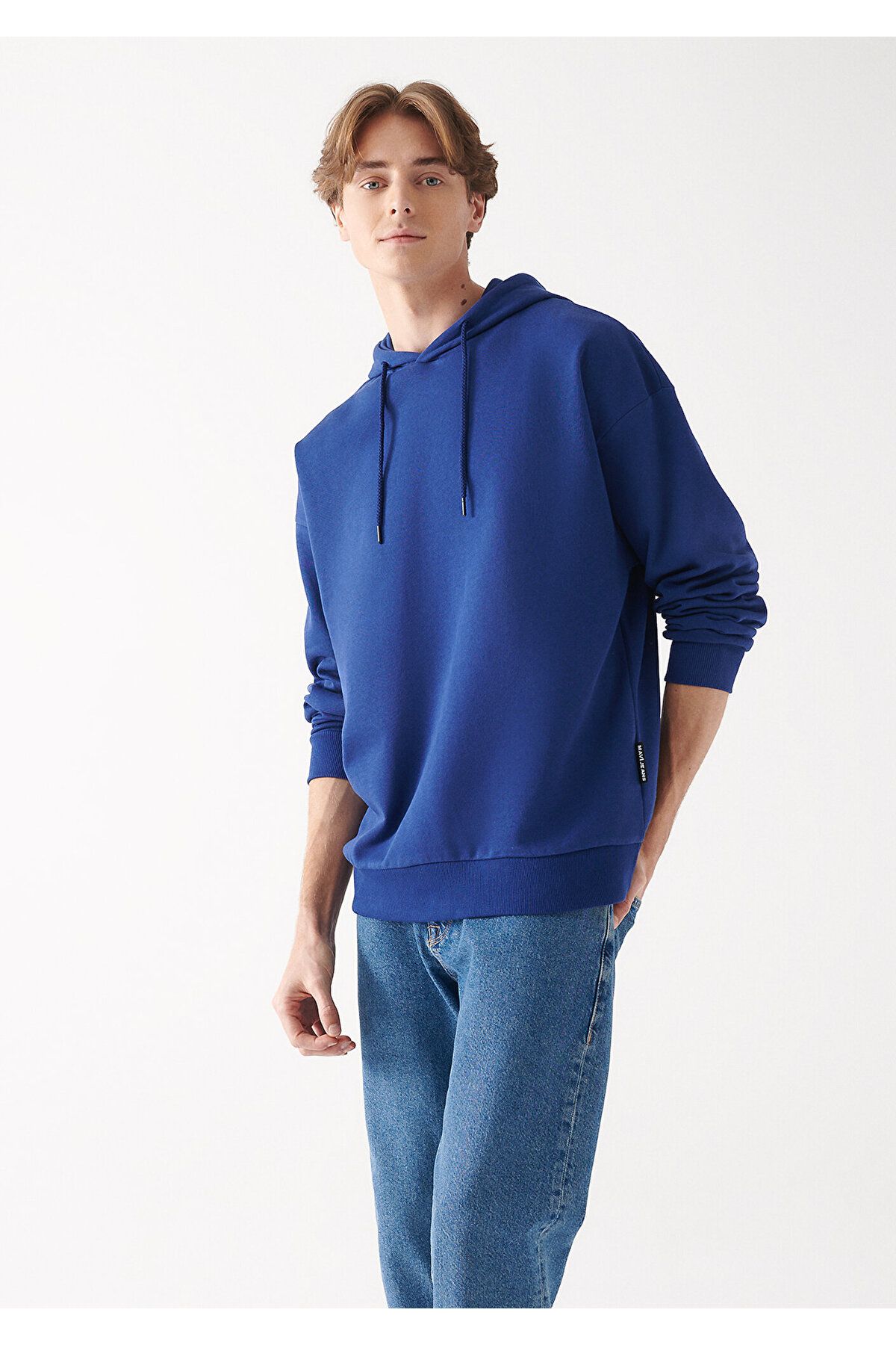 Mavi Kapüşonlu Basic Sweatshirt 0610062-70722