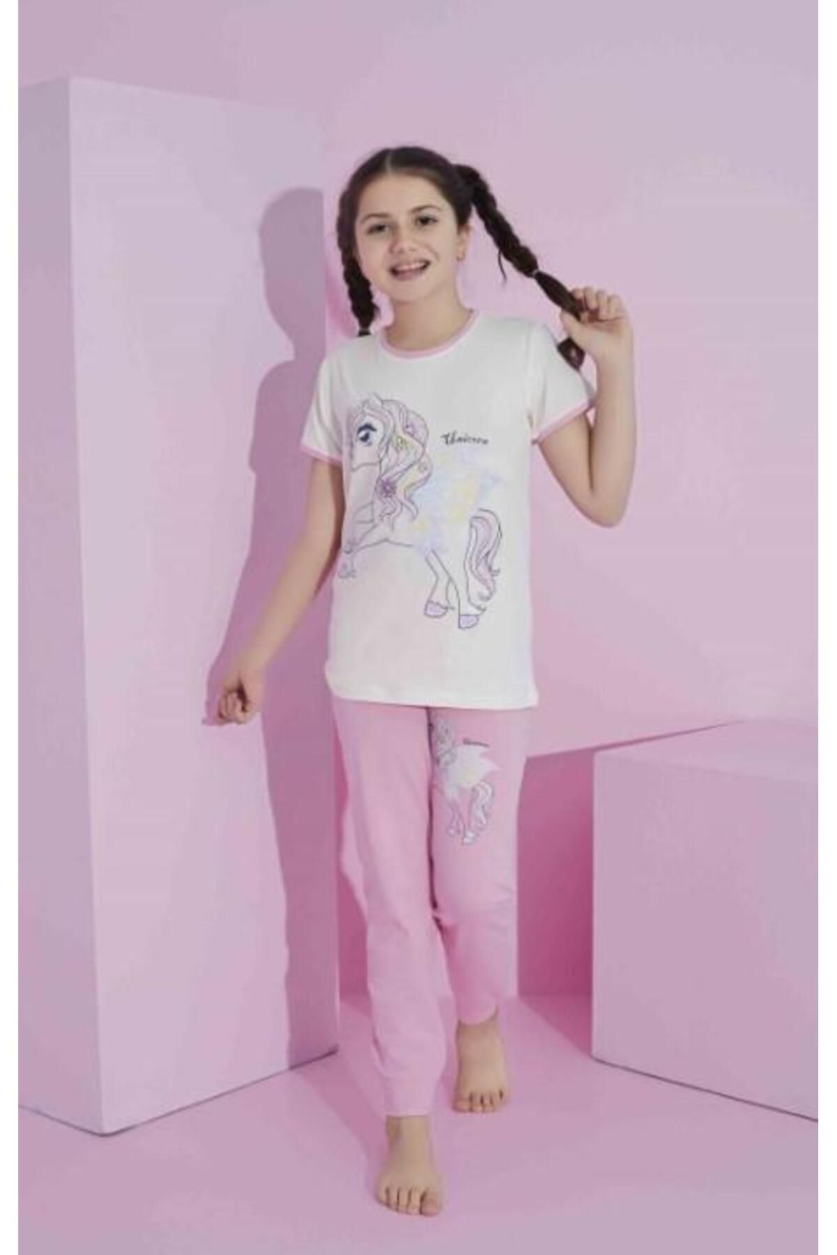 RAPAPA Kız Çocuk Kanatlı Unicorn Garson Boy Pijama Takımı 2619
