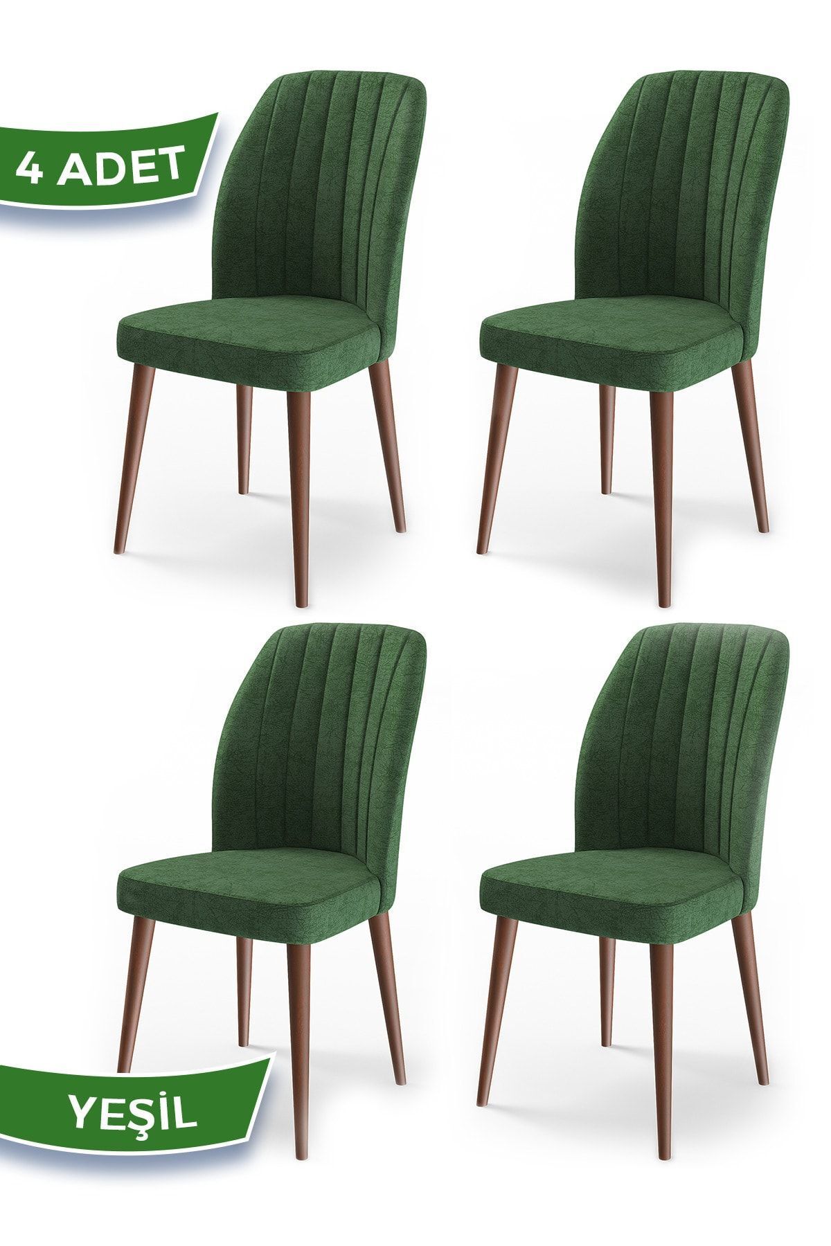 Canisa Concept Etra Serisi Ahşap Gürgen Ayaklı 1.sınıf 4 Adet Sandalye Renk Yeşil Ayaklar Ceviz