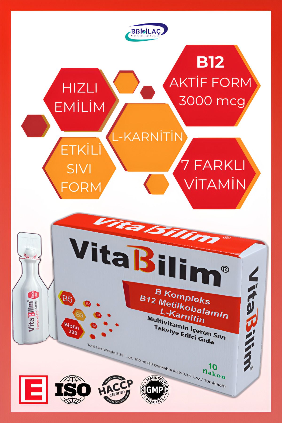 Vitabilim ® B Kompleks Vitamin , Aktif B12 3000 Mcg , Biotin ,b1, B2, B3, B5, B6, B1, L- Karnitin