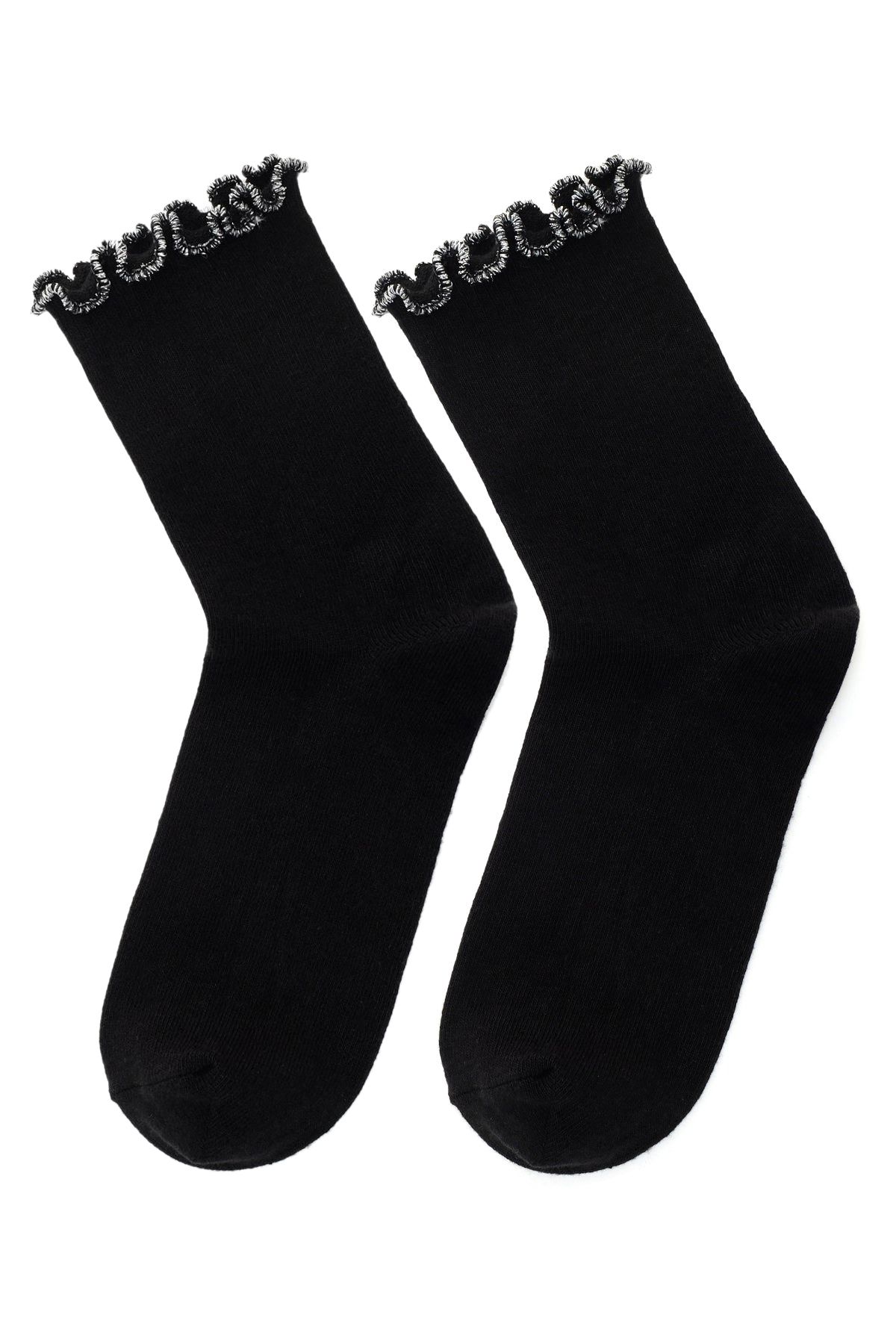 Derimod Kadın Siyah Gümüş Pamuk Çorap