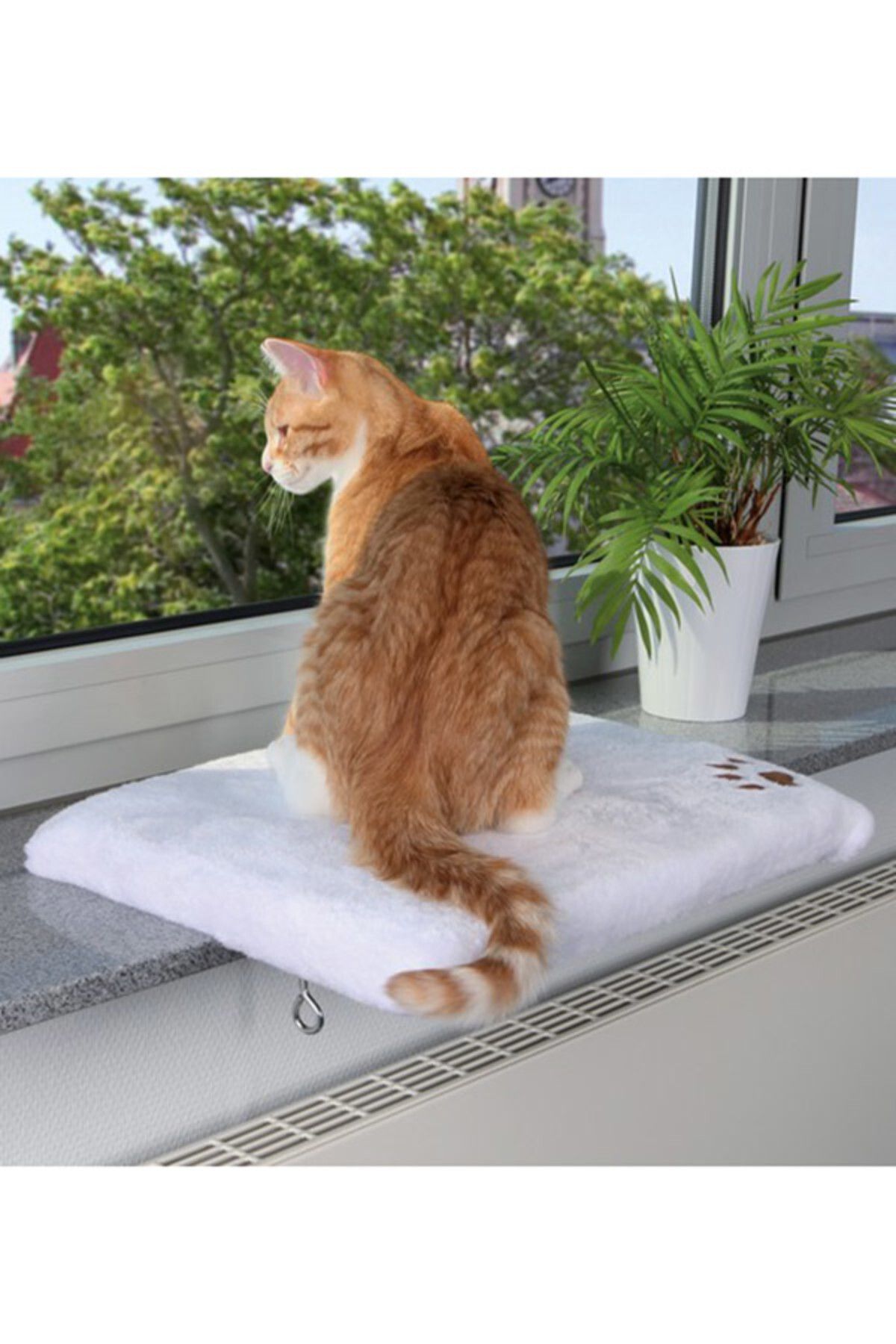 Trixie Kedi İçin Cam Önü Oturma Platformu Beyaz 51 cm x 36 cm