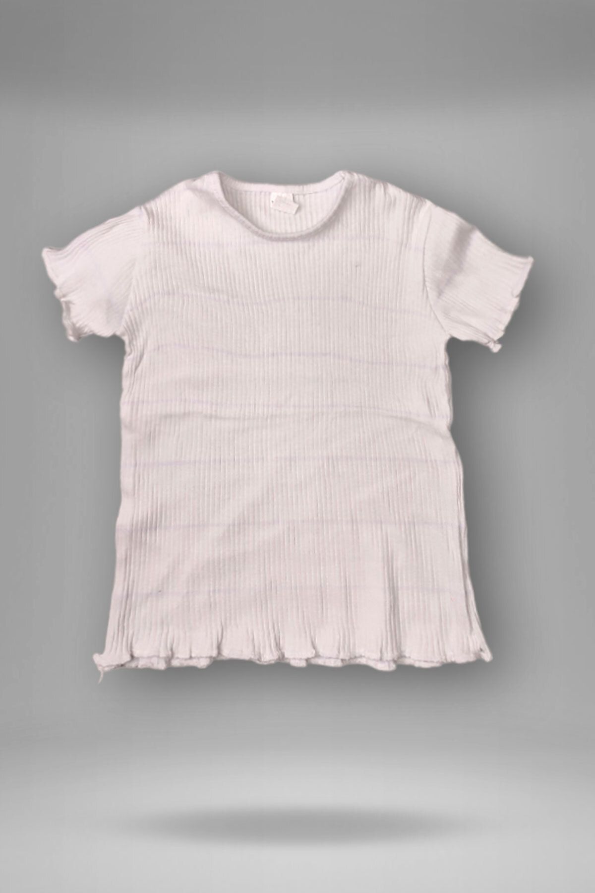 Peki 5 Al 4 Öde Yazlik Kiz Çocuk Likrali Esnek Yumuşak Düz Sürfile Fırfırlı Body Badi Bluz Tişört 15255