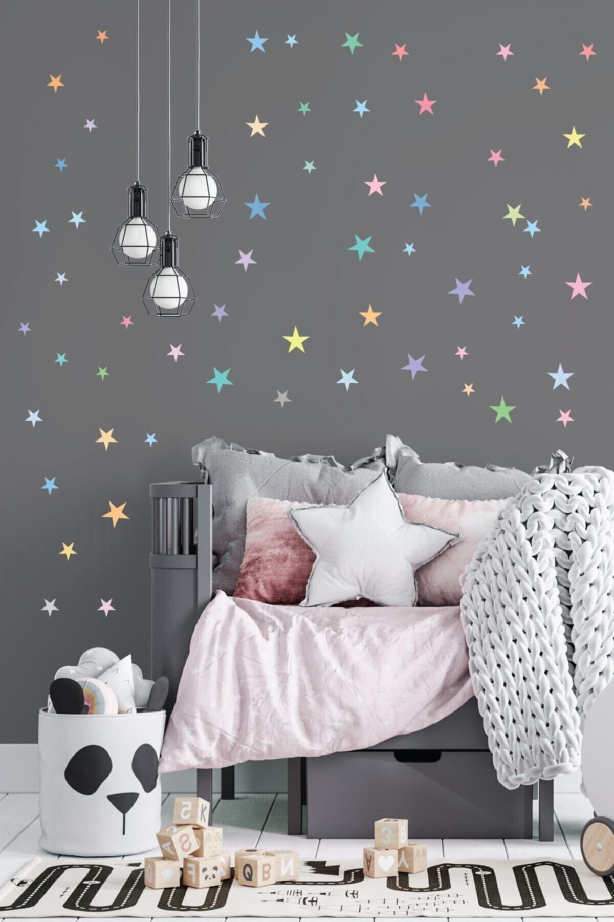 212shop Renkli Yıldızlar | Dekoratif Sticker | Duvar Etiketi | Duvar Sticker | 7cm | 61 Adet |
