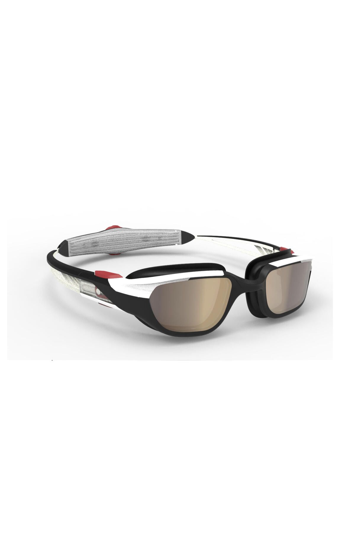 Decathlon Yüzücü Gözlüğü - L Boy - Beyaz / Siyah / Kırmızı - Aynalı Camlar - Turn