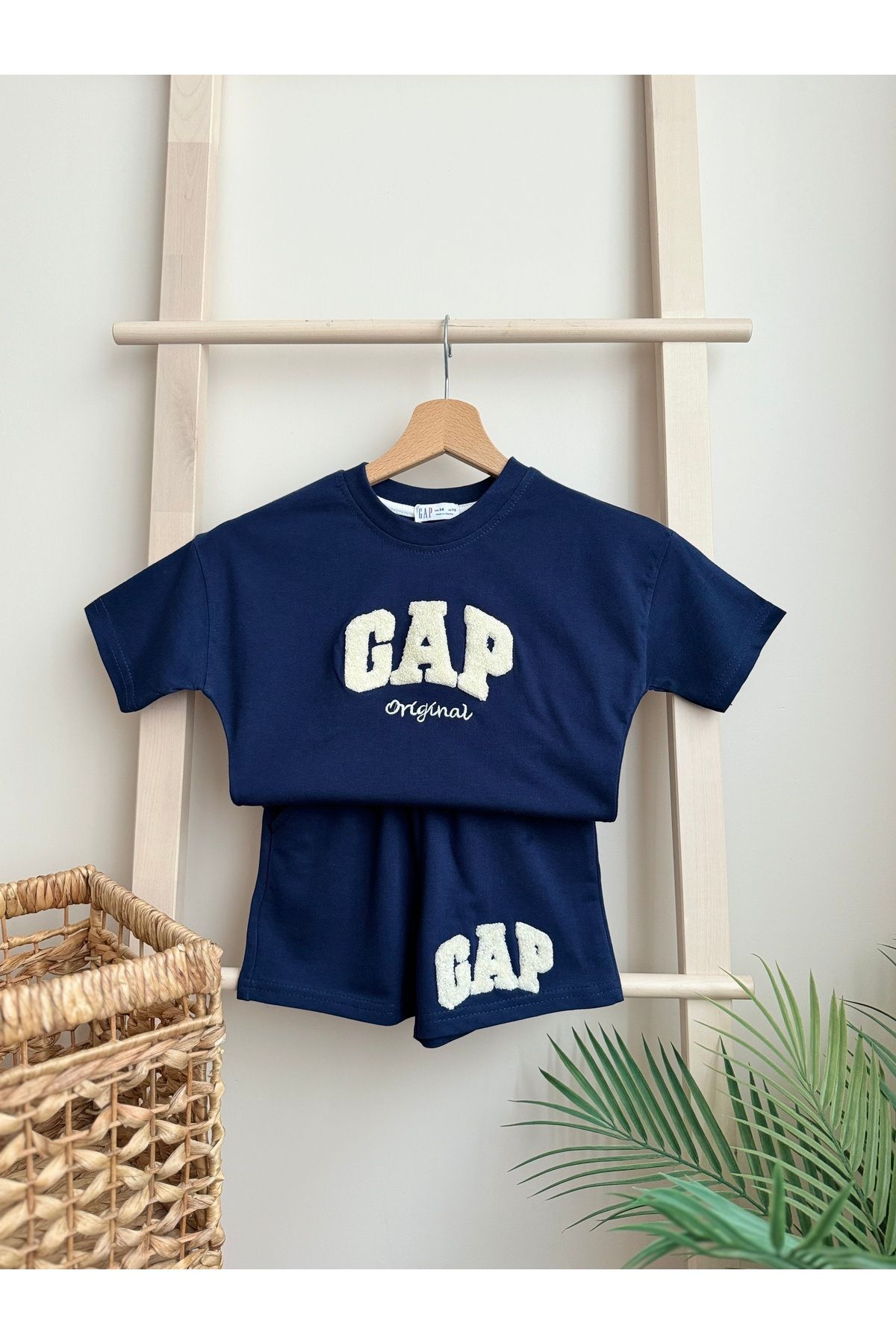 GAP Premium Kalite Punch İşlemeli Gap Çocuk Takım / Gap Yazlık Şortlu Takım