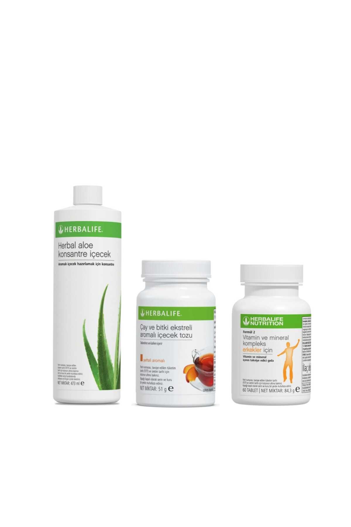 Herbalife Hedef Set - Erkek Enerji Aloe Vera, 50gr Şeftali Çayı, Erkek Vitamin Tableti