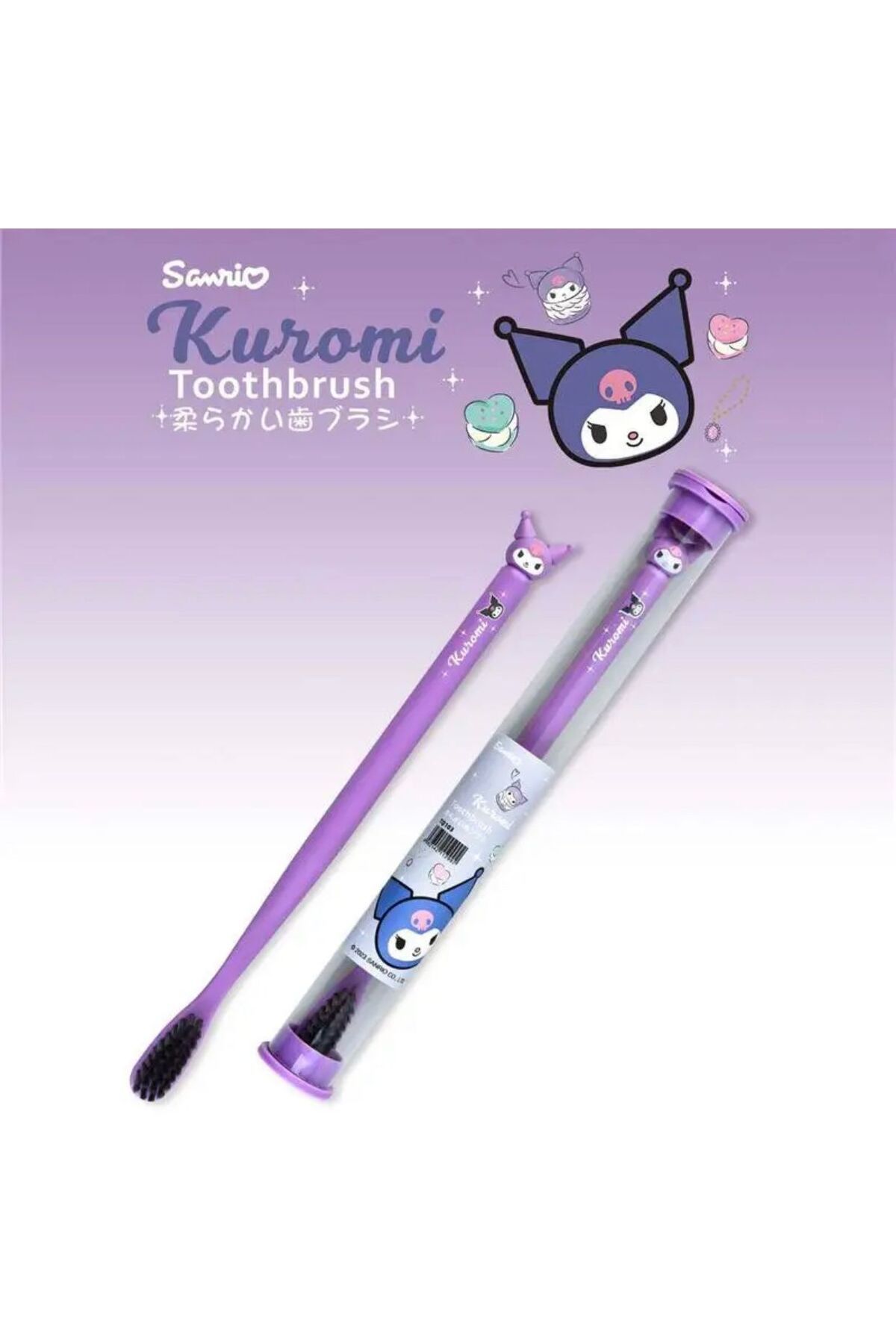 synshop Kuromi Mor Sanrio Diş Fırçası Yumuşak Uçlu Saklama Kabında Asma Aparatı Vardır Hediye
