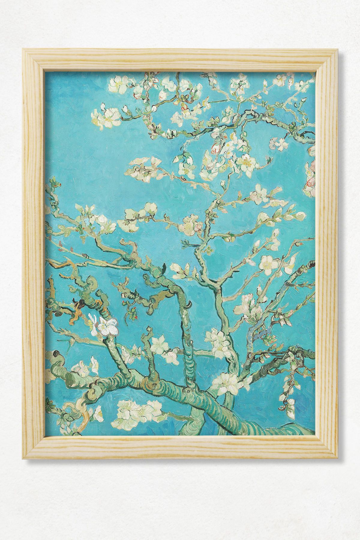 DuoArt Vincent Van Gogh - Almond Blossom/Ünlü Eserler/Doğal Ahşap Çerçeveli Poster/Çerçeve Rengi:Naturel