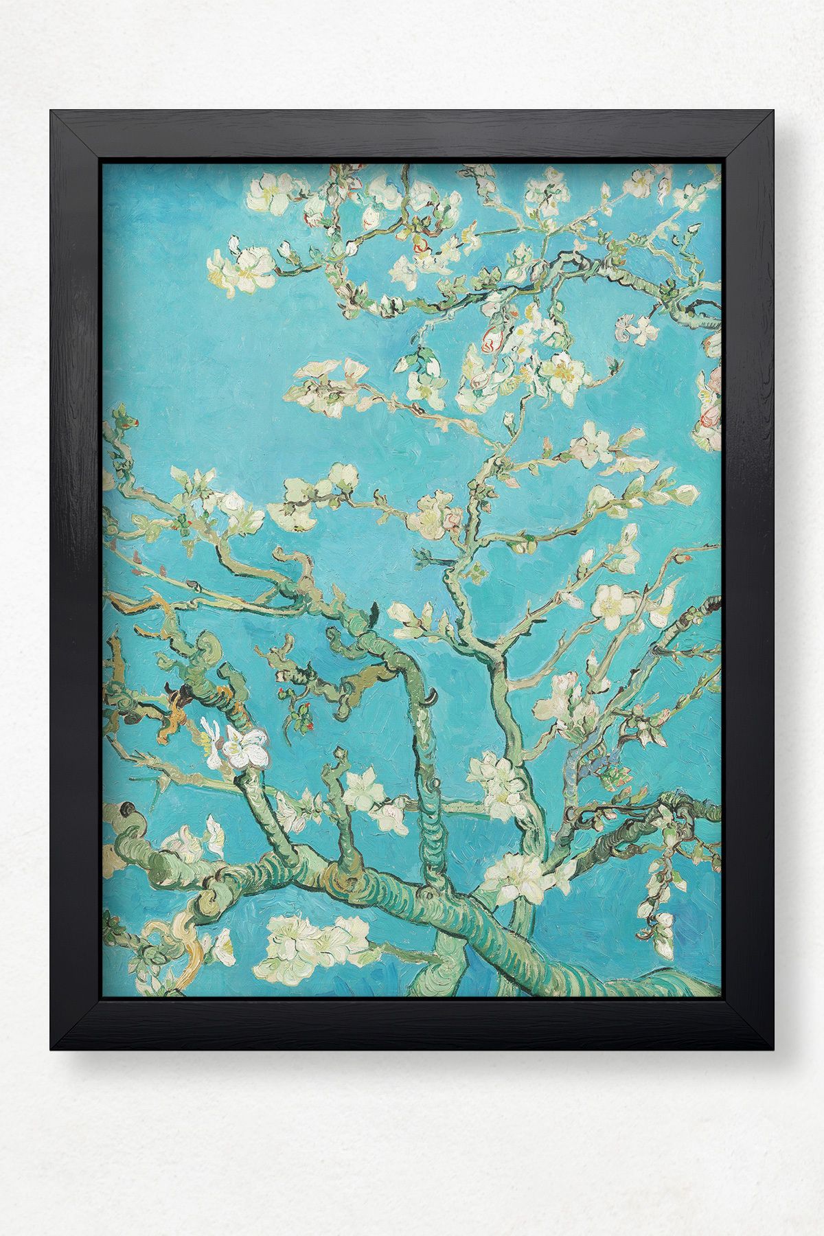 DuoArt Vincent Van Gogh - Almond Blossom/Ünlü Eserler/Doğal Ahşap Çerçeveli Poster/Çerçeve Rengi:Siyah