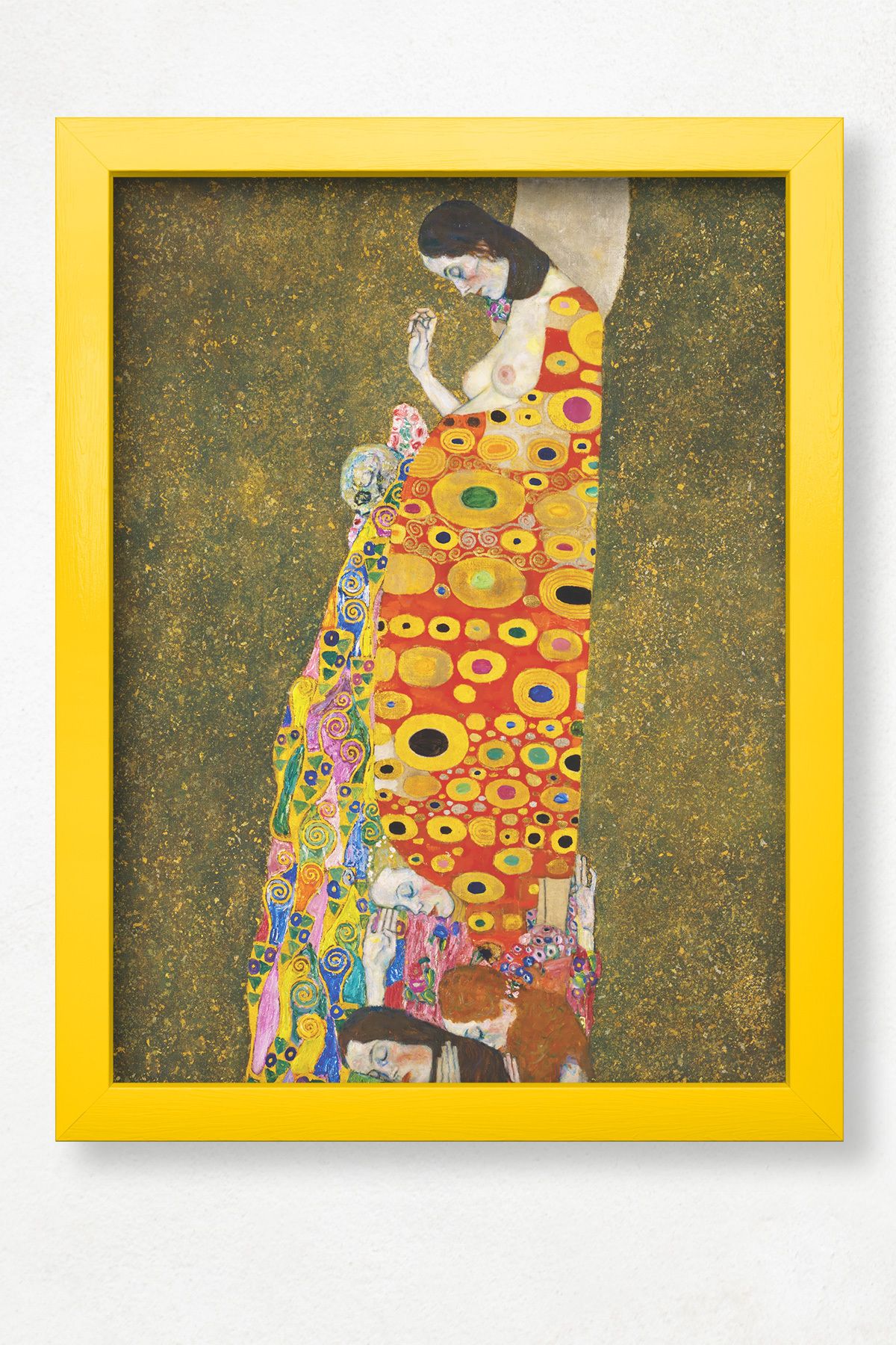 DuoArt Gustav Klimt - Hope II/Ünlü Eserler/Doğal Ahşap Çerçeveli Poster/Çerçeve Rengi:Zen Sarı