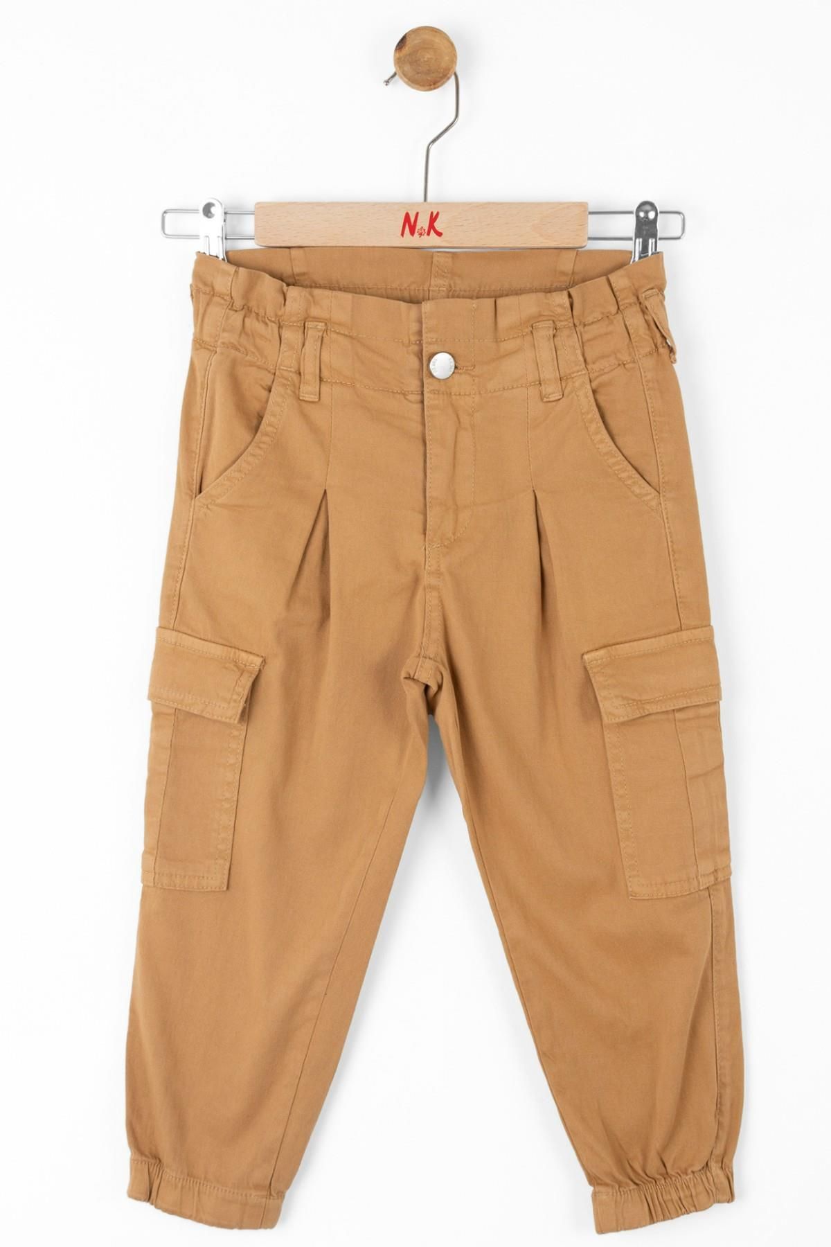 Nk Kids Kız Çocuk Kargo Cep Lastikli Paça Pantolon 56704 Camel