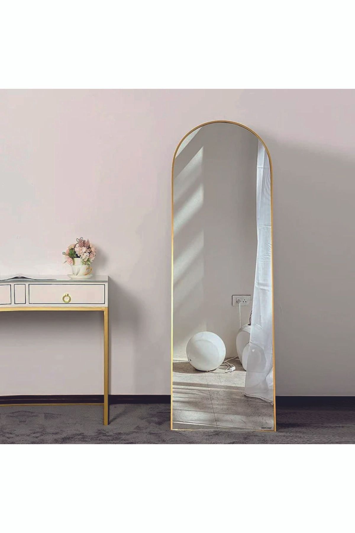 Dekokonsept Gold Metal Çerçeveli  Oval Ayaklı Boy Aynası - Fenomen Ayna