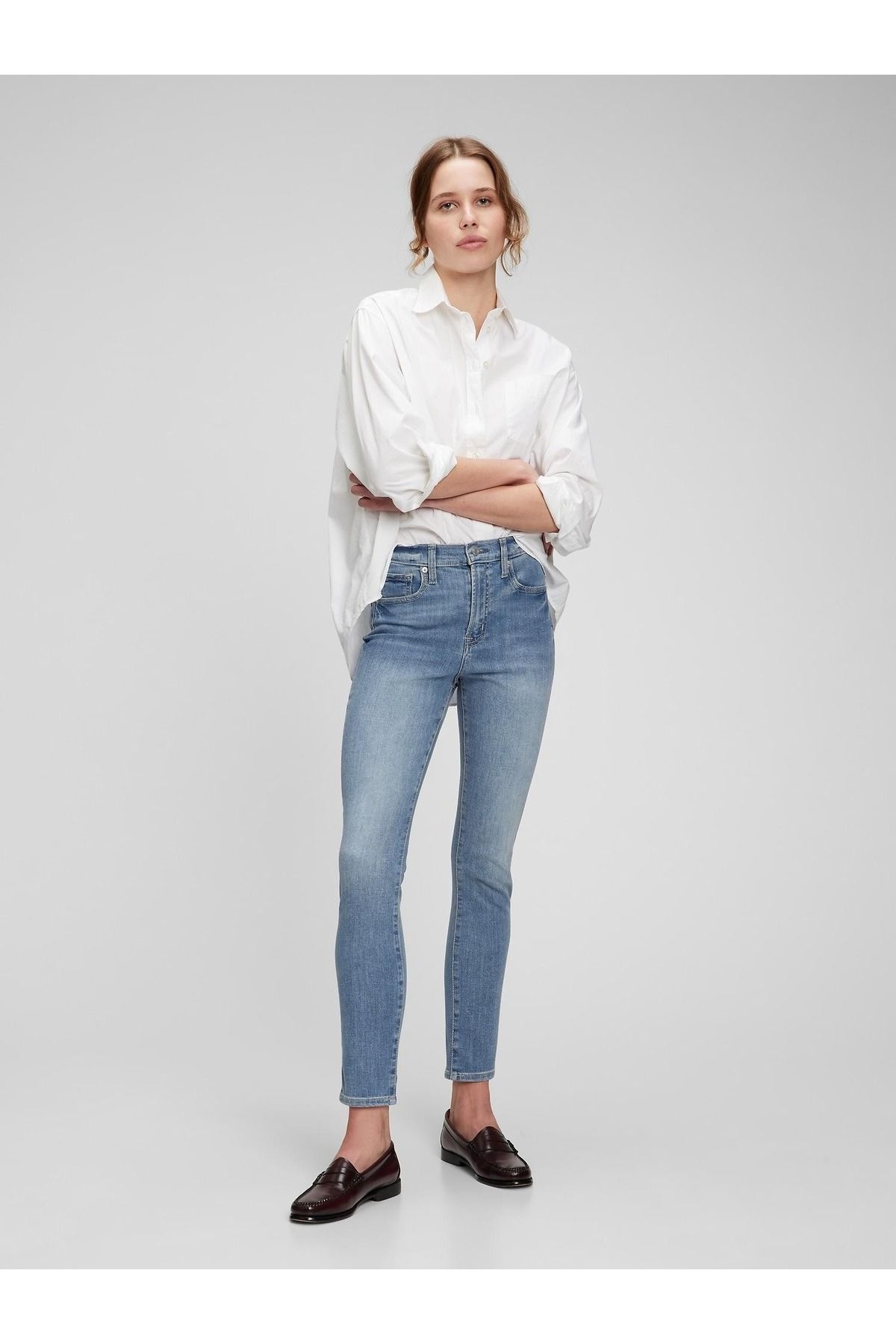 GAP Kadın Açık Mavi High Rise Skinny Jean Pantolon