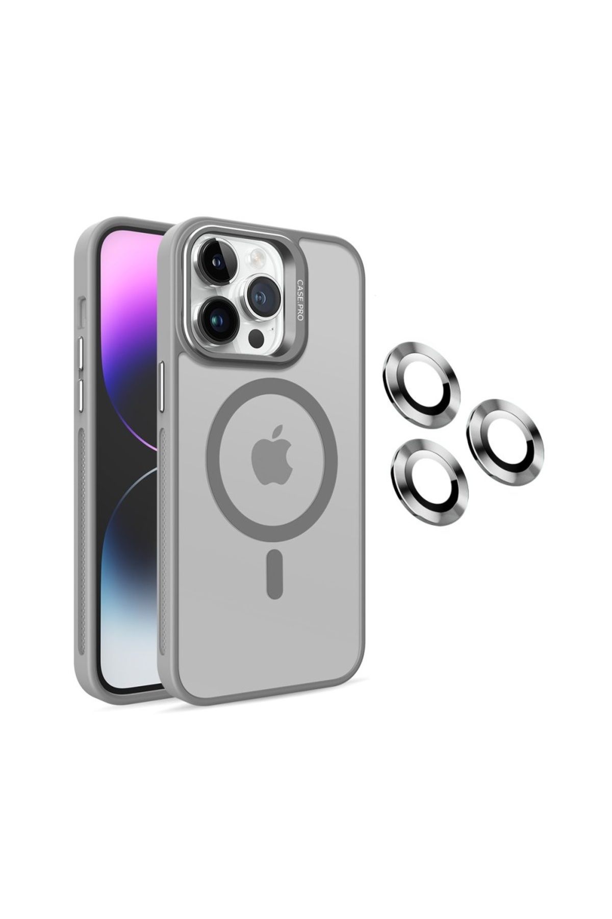 UnDePlus Apple iPhone 15 Pro Max Kılıf Magsafe Standlı + Klon Kamera Lensli Kapak
