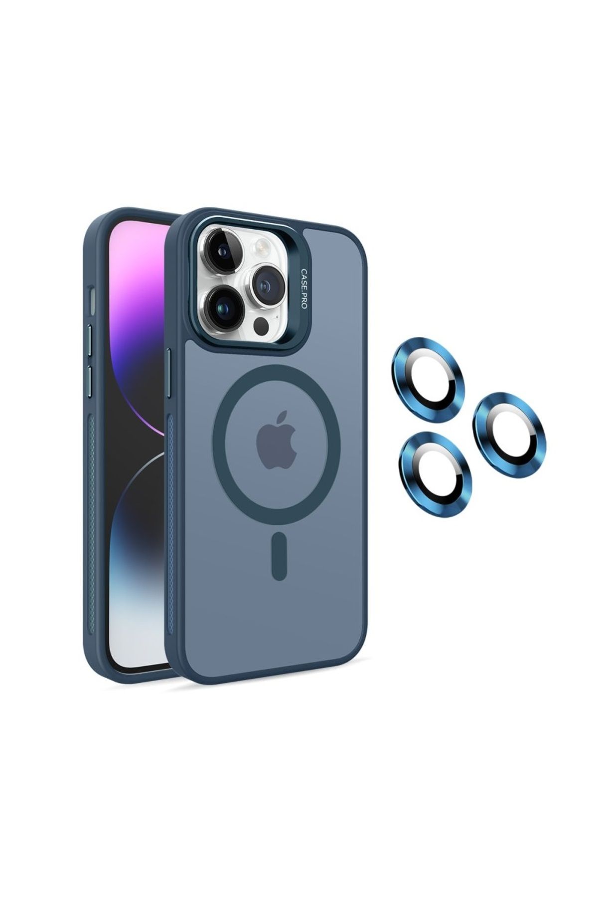 UnDePlus Apple iPhone 14 Pro Max Kılıf Magsafe Standlı + Klon Kamera Lensli Kapak