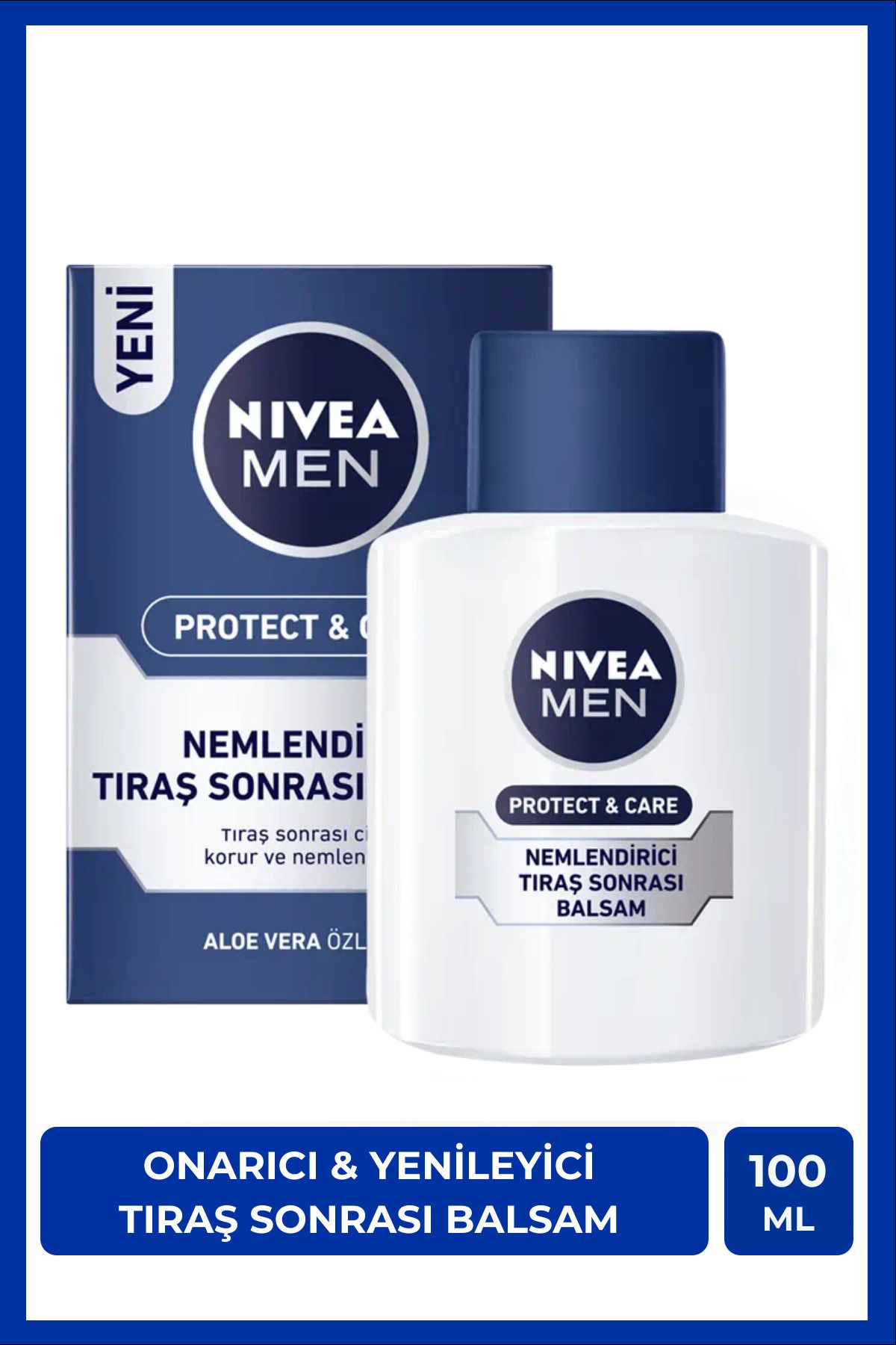 NIVEA MEN Erkek Tıraş Sonrası Balsam 100ml Protect&Care, Onarıcı, Yenileyici, Tahriş Önleyici, E Vitamini