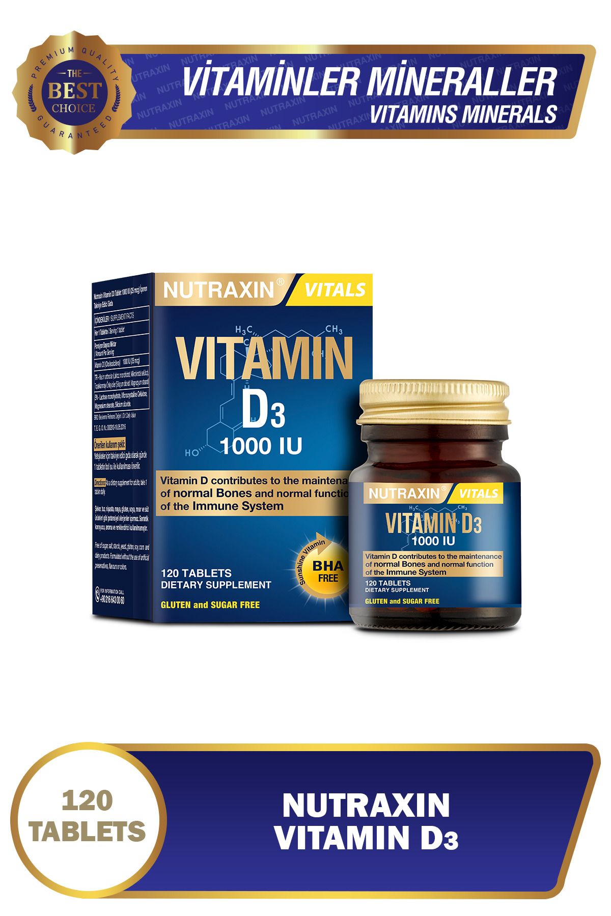 Nutraxin D3 Vitamini 120 Tablet - 1.000 IU