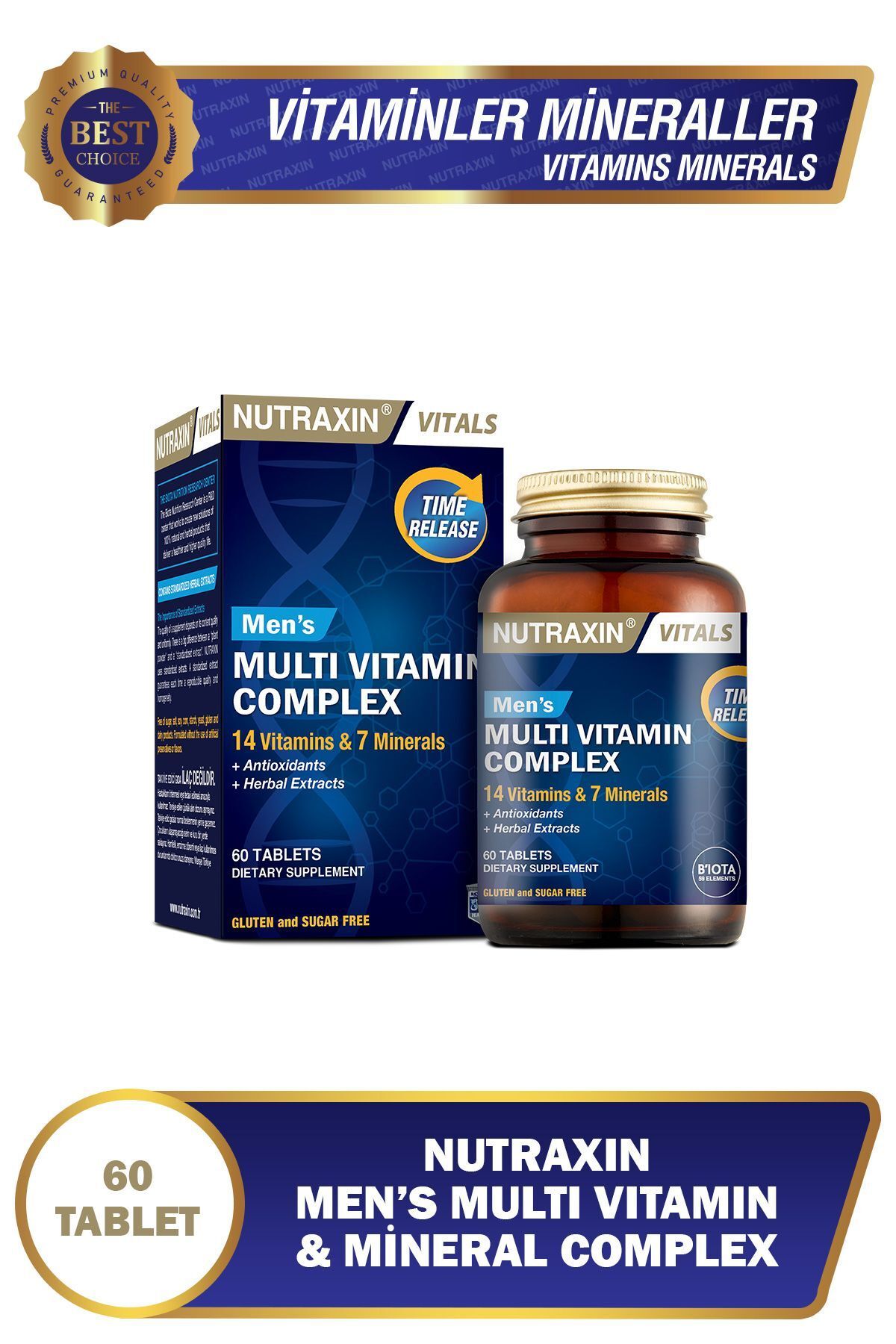Nutraxin Men's Multi Vitamin Ve Mineraller Complex 60 Tablet - Erkeklere Özel Formül