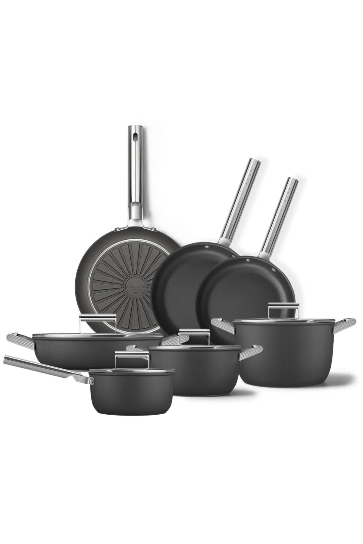 Smeg Cookware 50's Style Siyah Grande Plus 7'li Tencere&tava Seti