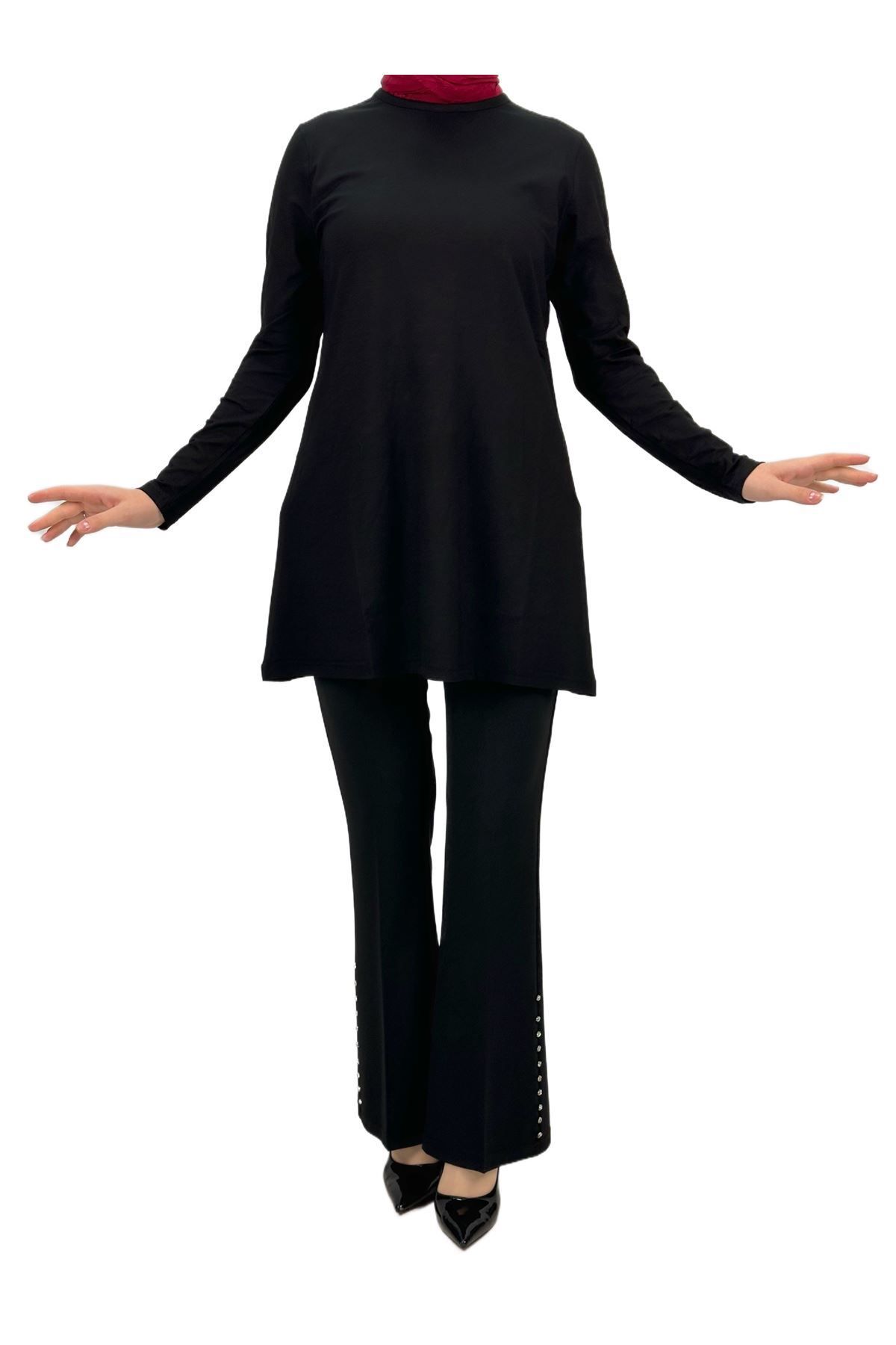 ottoman wear OTW408 Uzun Kollu Penye İçlik Siyah