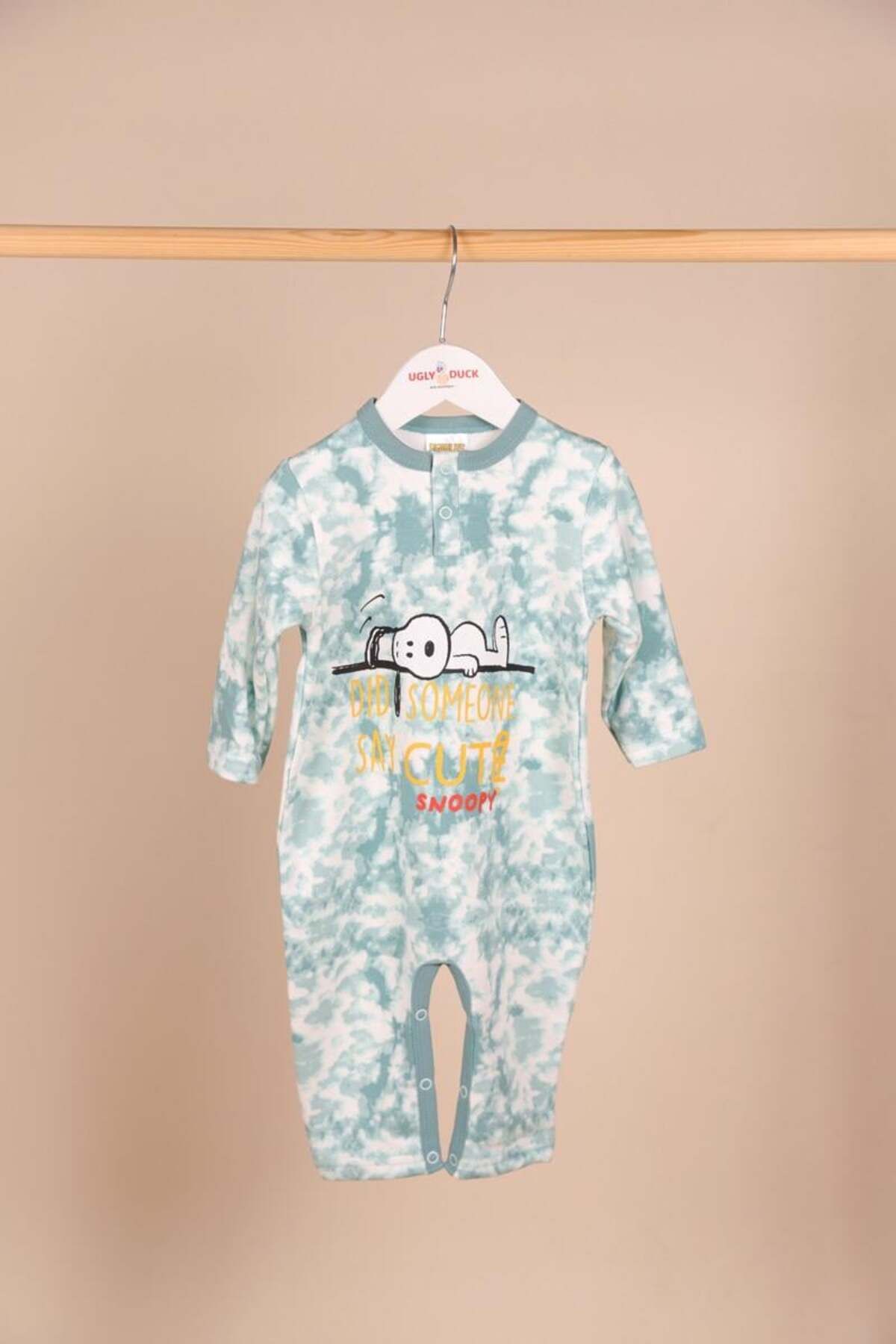 Disney Baby 06-24 Ay Erkek Bebek Mint Yeşili Renk Snoopy Lisanslı  Tulum