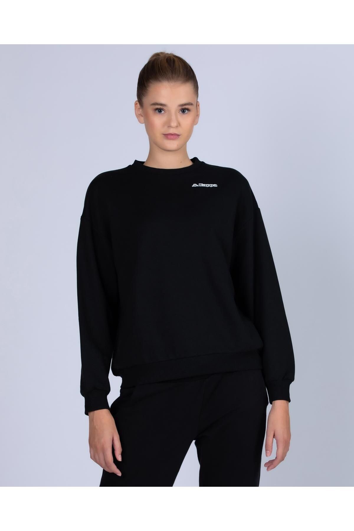 Kappa Logo 365 Deffe Kadın Siyah Regular Fit Sweatshirt