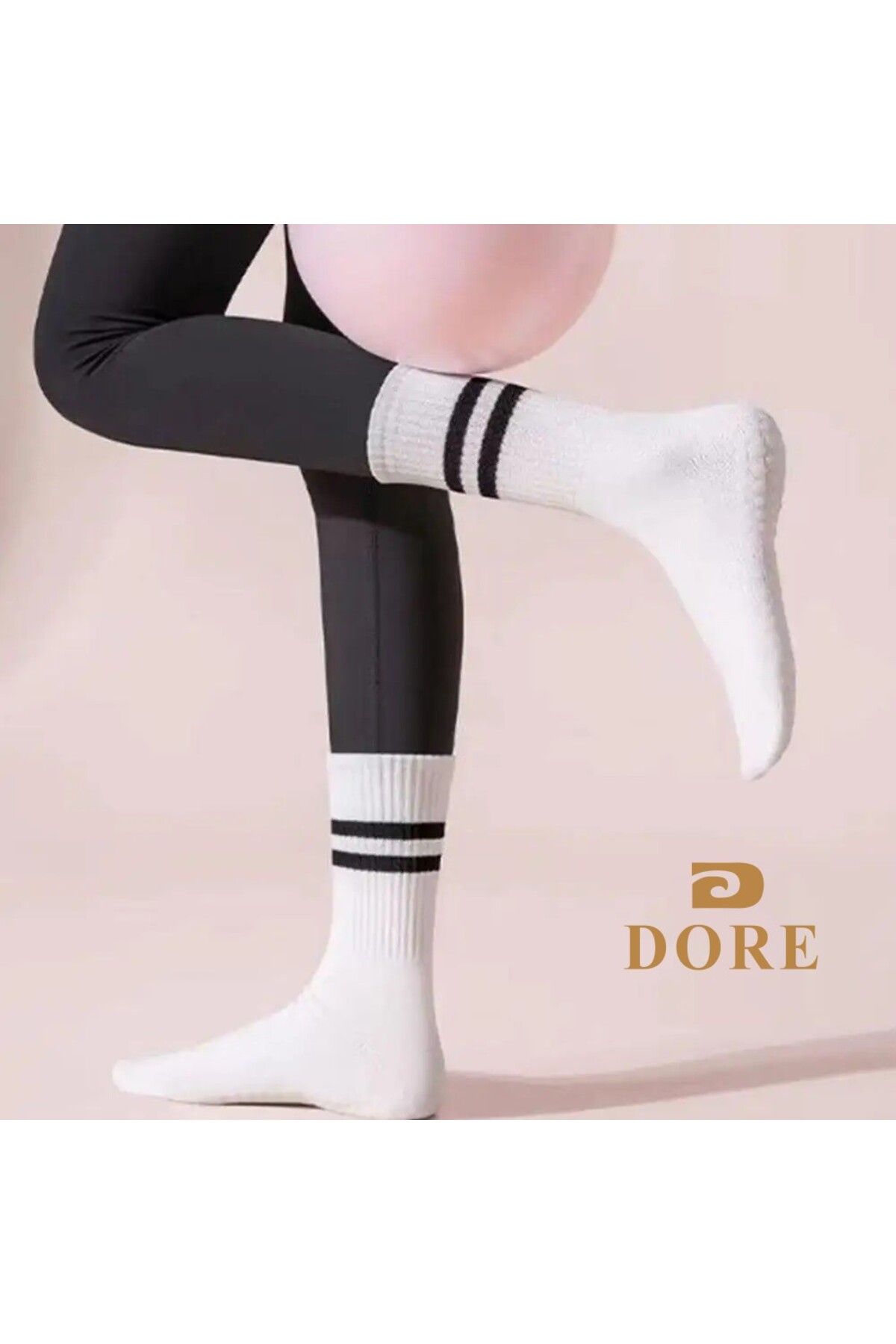 DORE Yoga Ve Pilates Için Kaydırmaz Tabanlı Beyaz Çorap