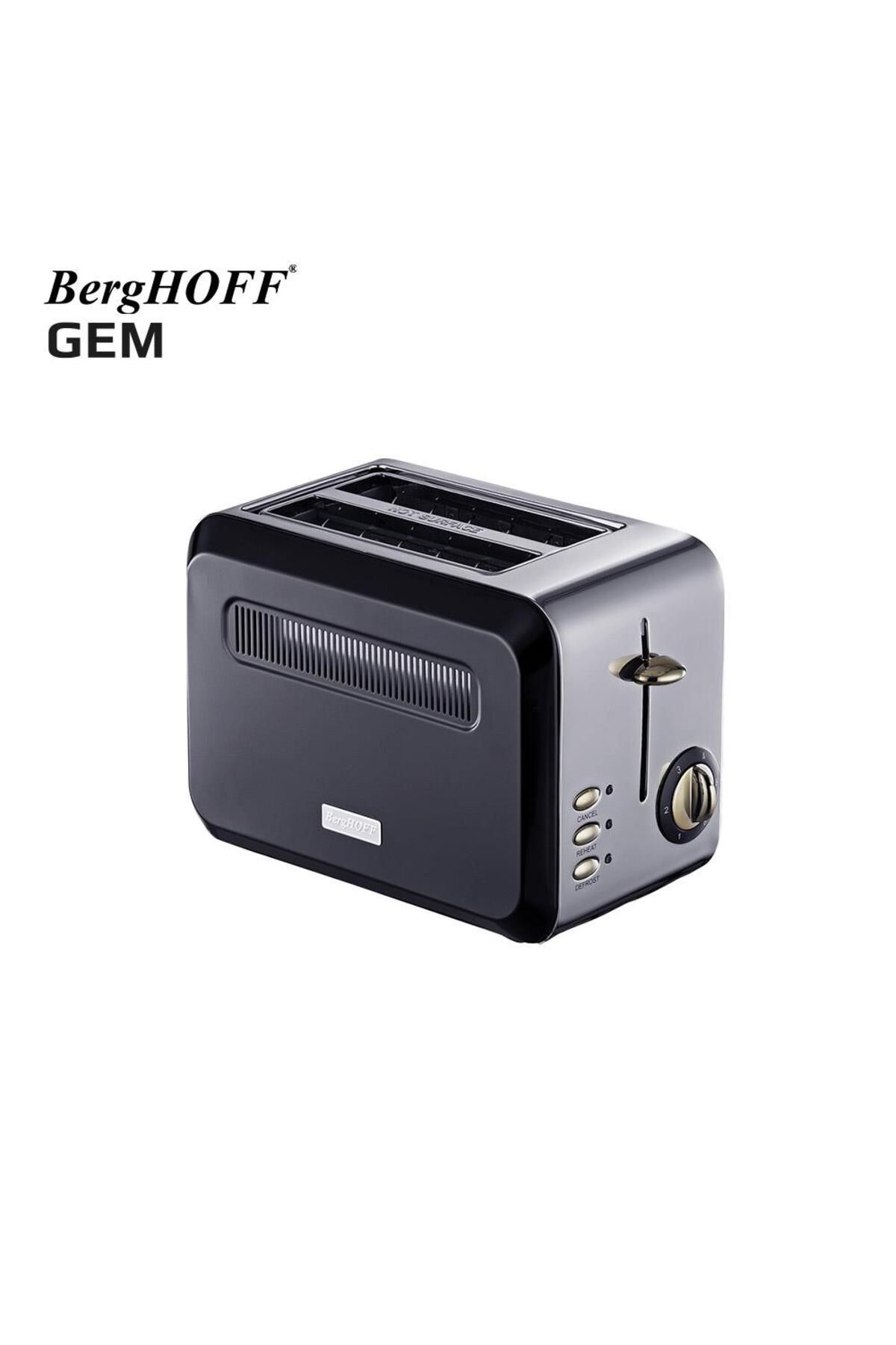 Berghoff Gem Tıtan 1.7 Litre Parlak Gümüş Siyah Iki Dilim Ekmek Kızartma Makinesi 7950070