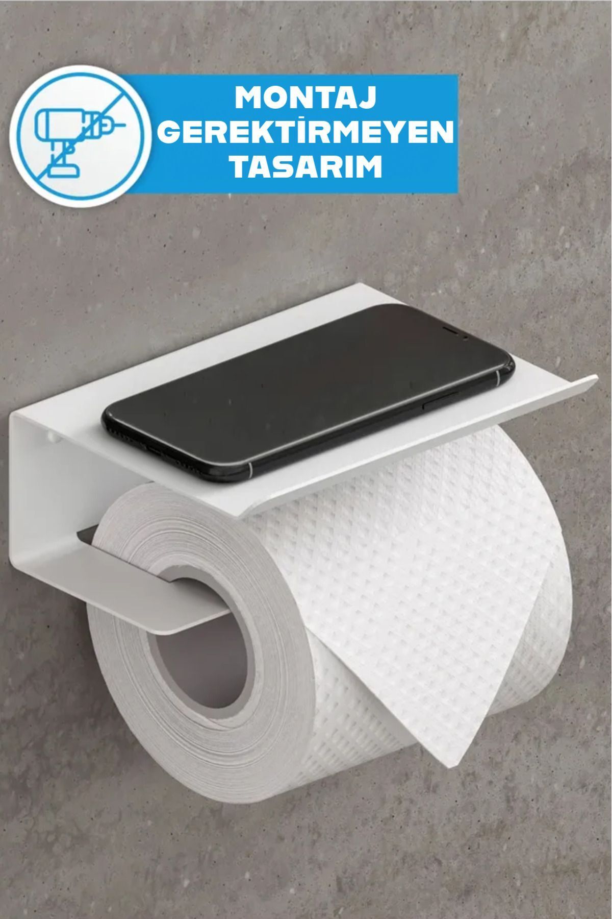 3art Metal Yapışkanlı Tuvalet Kağıtlığı - Dekoratif Banyo Askısı Peçetelik