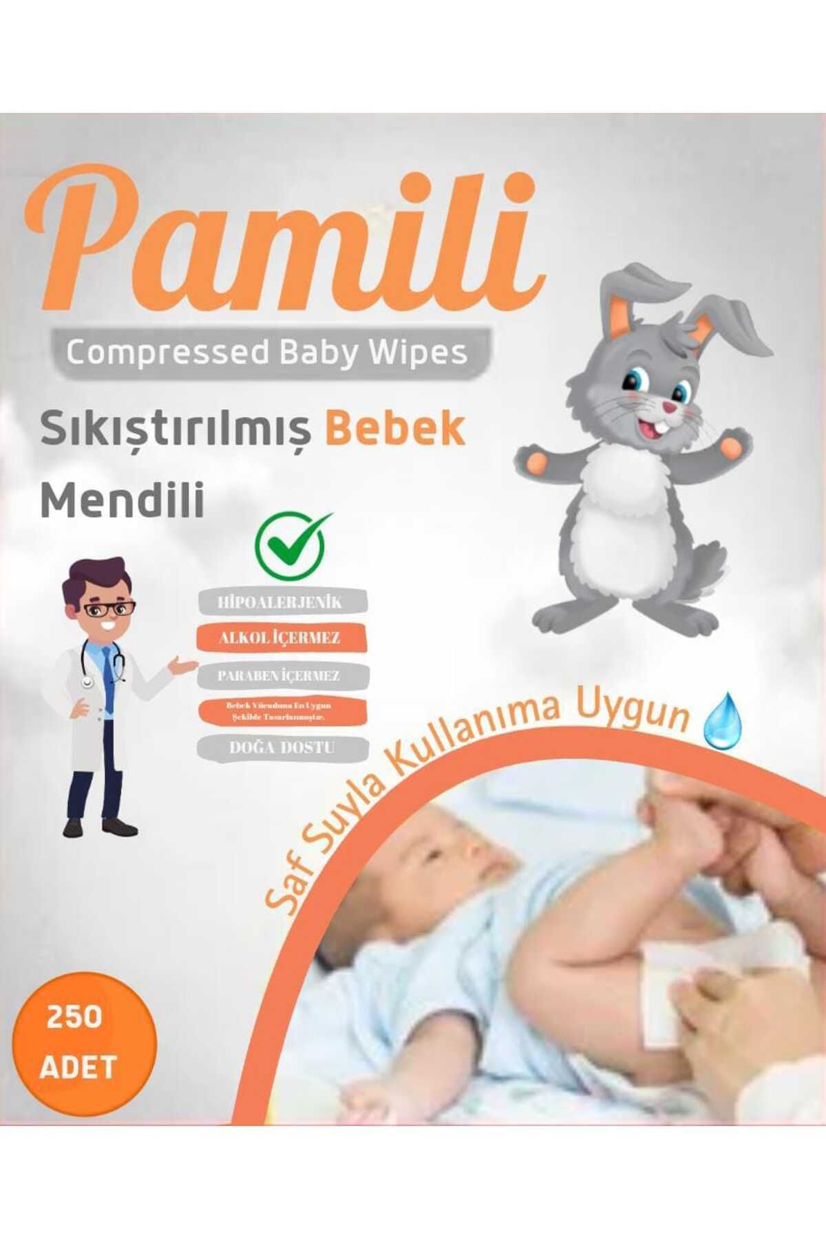 Pamili PAMİLİ Sıkıştırılmış Bebek Mendili 250 Adet