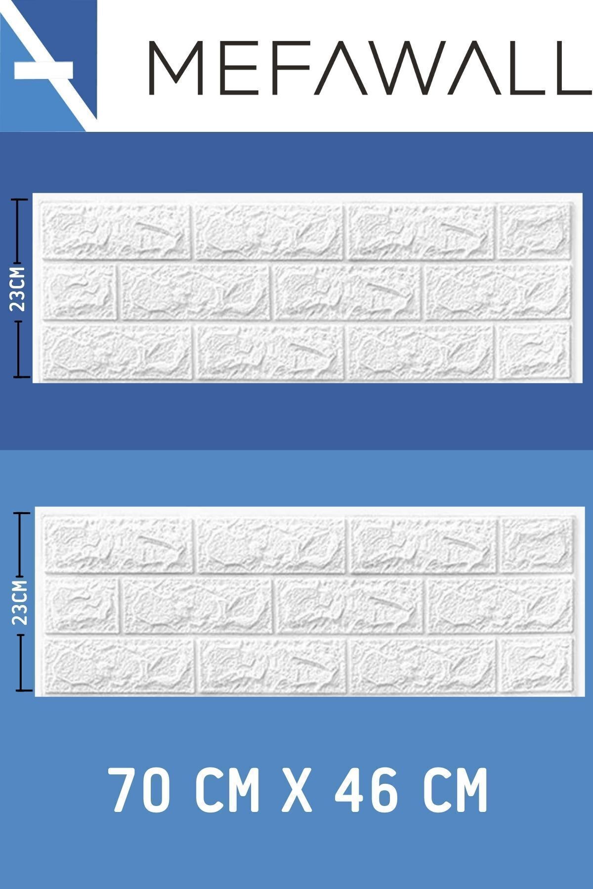 Mefawall 70X46 cm Kendinden Yapışkanlı 3D Beyaz Duvar Kaplama Kağıdı Paneli
