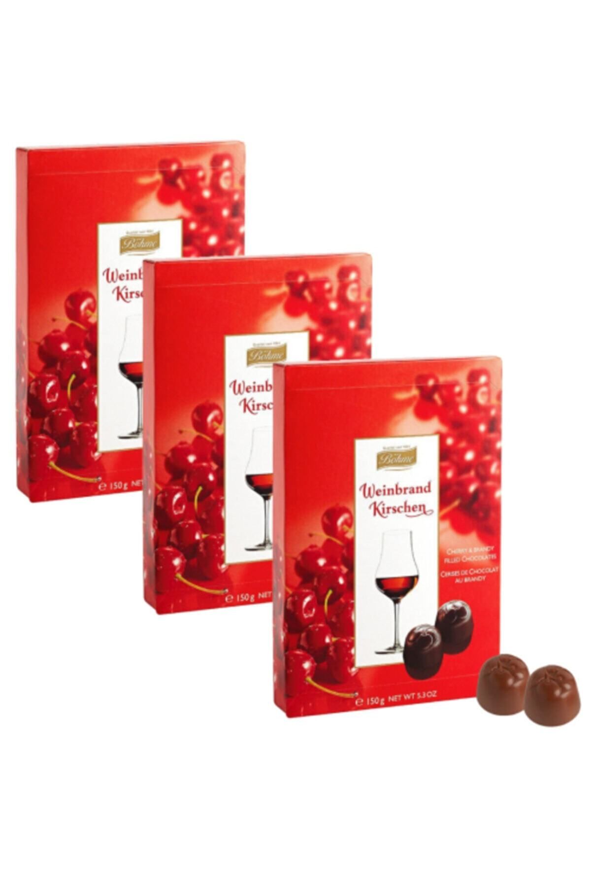 Böhme Weinbrand Vişne Likörlü Brandi Çikolata Alkollü Ithal Çikolata 3 Adet Kampanya Paket