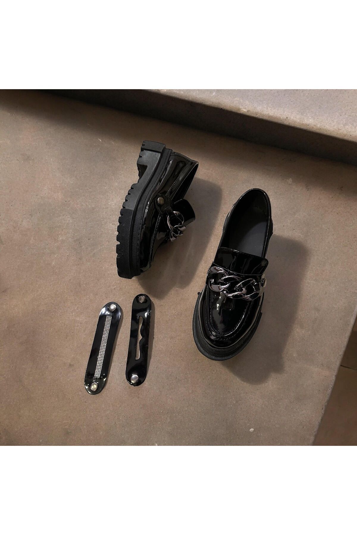 runa shoes 3 Tokalı Tokası Değişebilen Rugan Loafer Makosen Ayakkabı